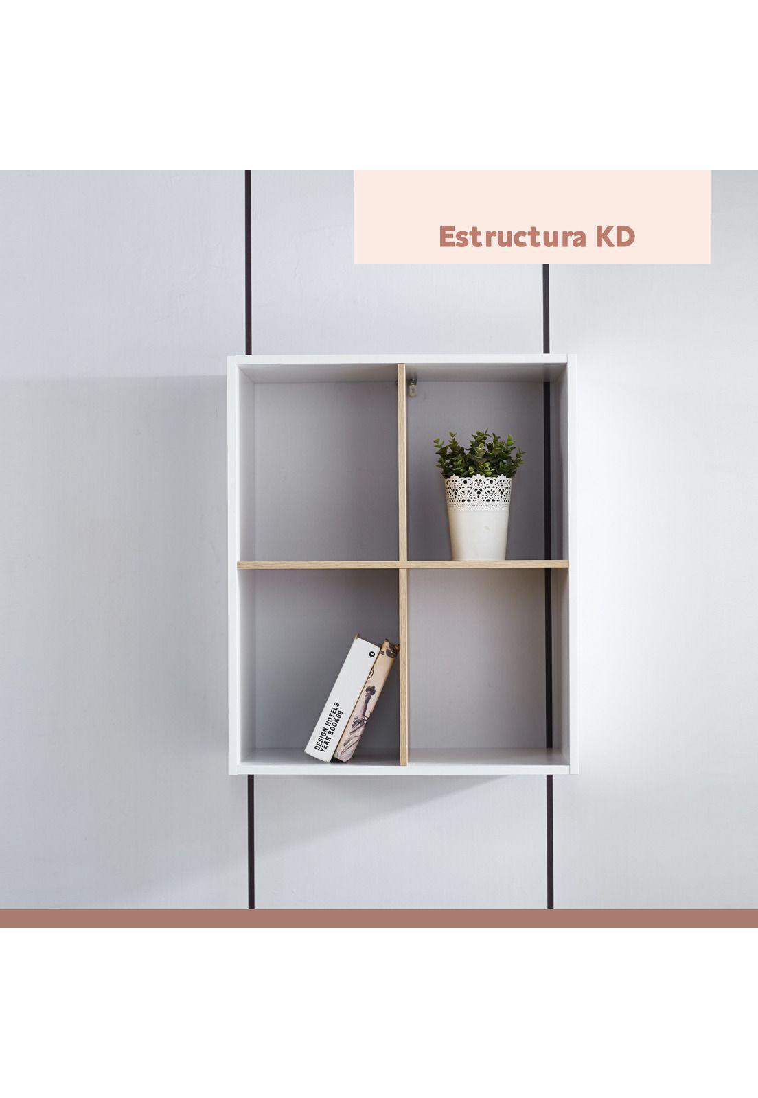 Estante Librero Organizador 4 Espacios 30x60x70 - Blanco-5