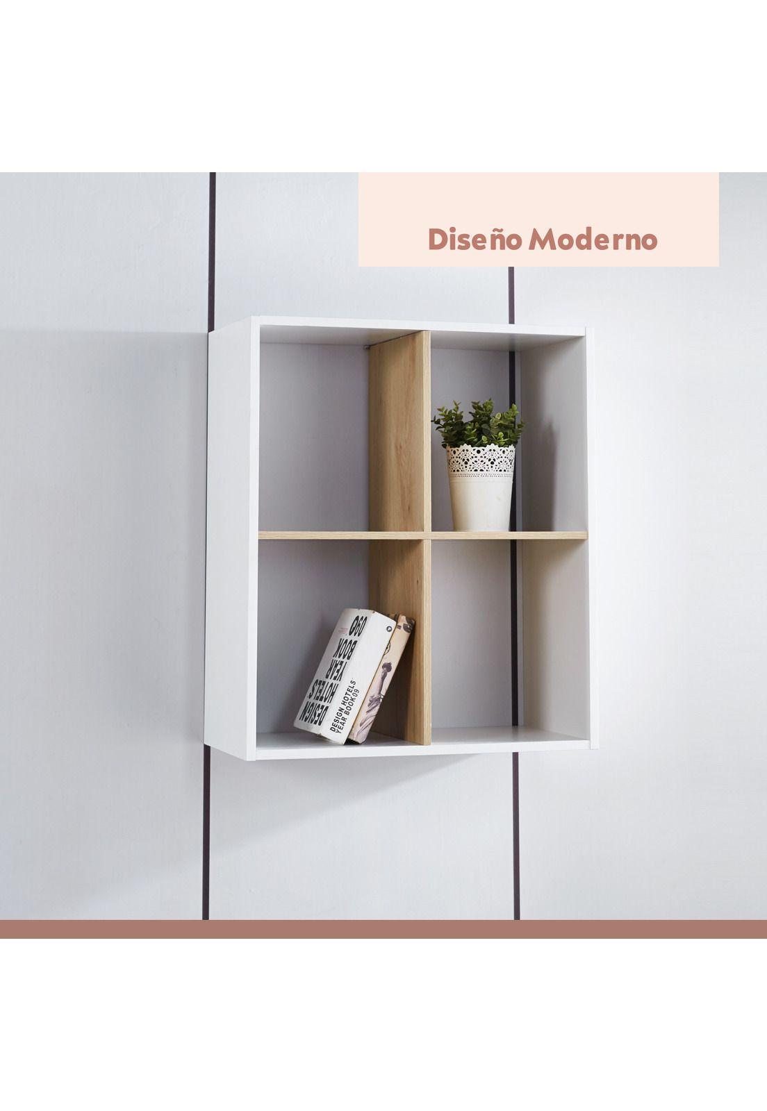 Estante Librero Organizador 4 Espacios 30x60x70 - Blanco-6