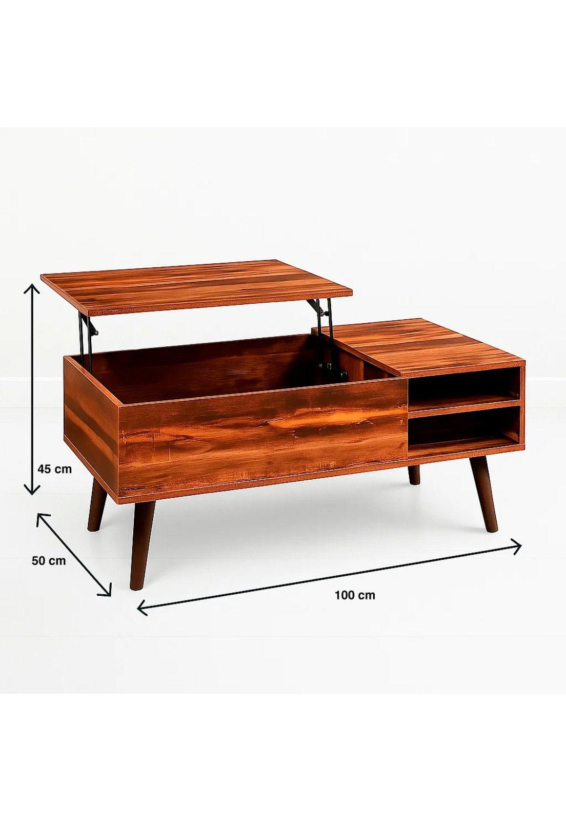 Mesa de Centro Rústica Greva Lift con Cajones y Repisa-3