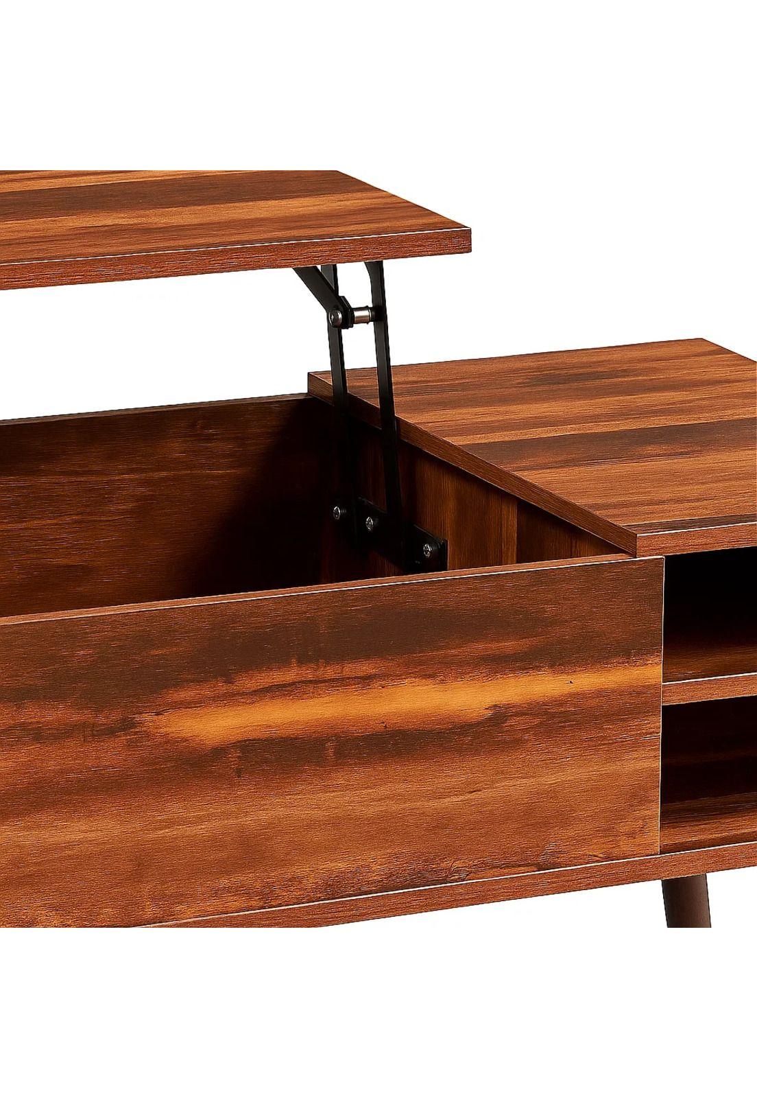 Mesa de Centro Rústica Greva Lift con Cajones y Repisa-5