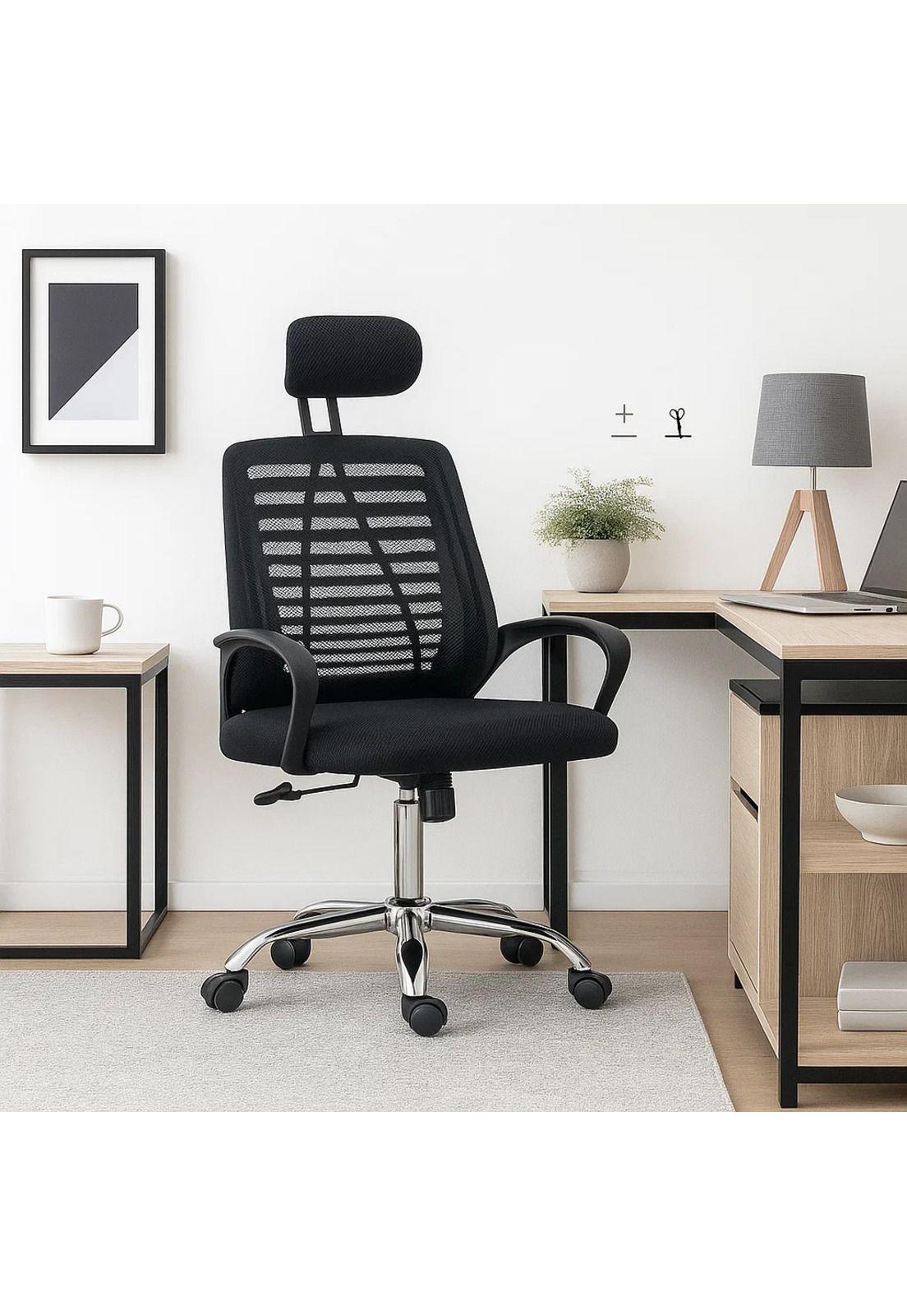 Silla de Oficina Ergos Ergonómica con Cabeza - Negra-2