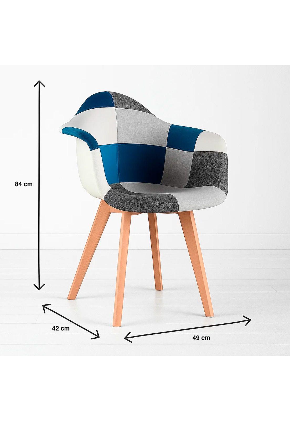 Pack de 4 Butacas Sitial Patchwork Acolchado Wood - Celeste-3