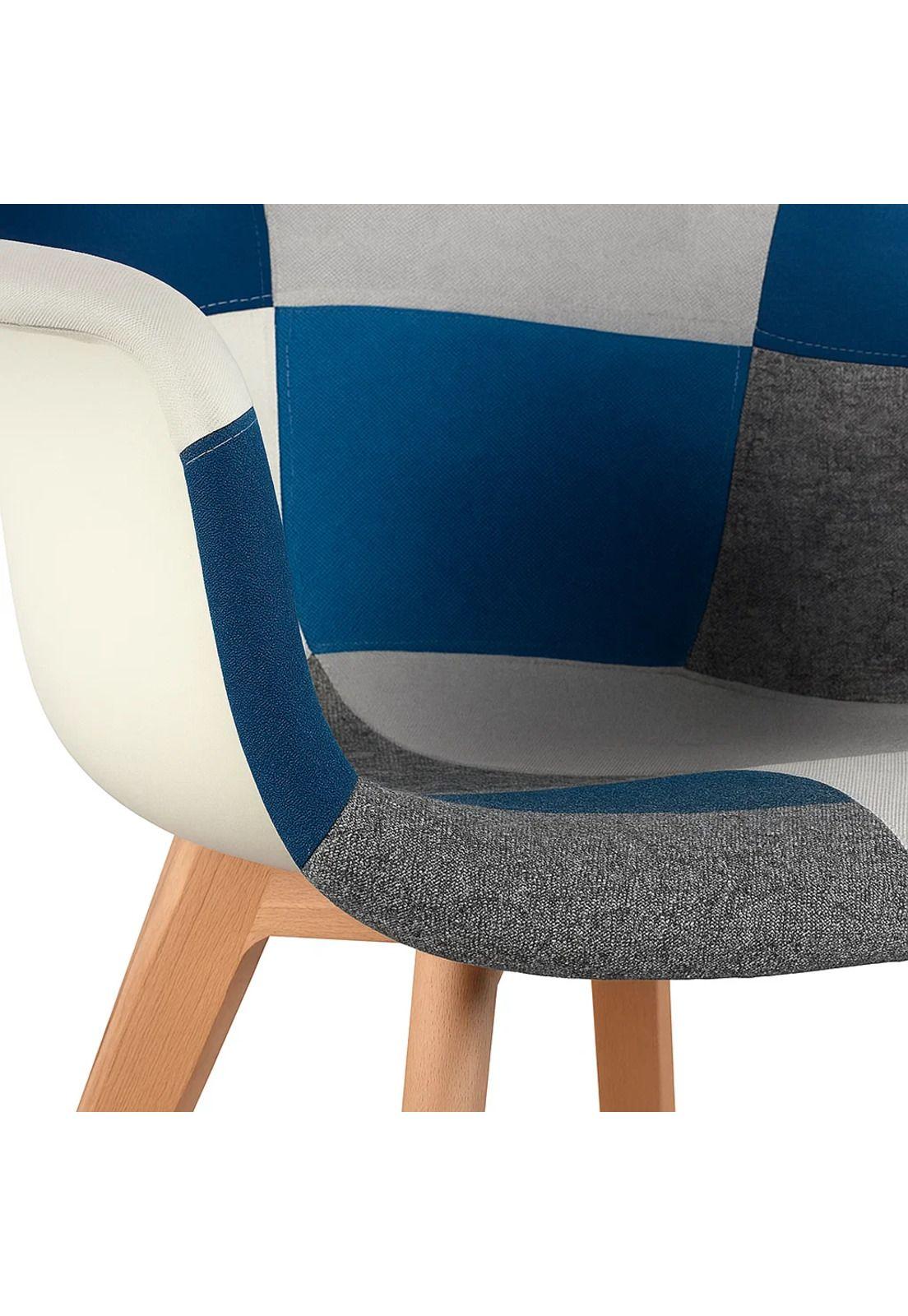 Pack de 4 Butacas Sitial Patchwork Acolchado Wood - Celeste-5