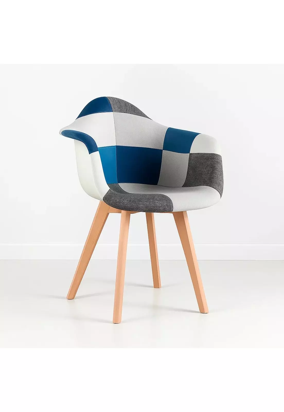 Butaca Sitial Patchwork Acolchado Wood - Celeste-0