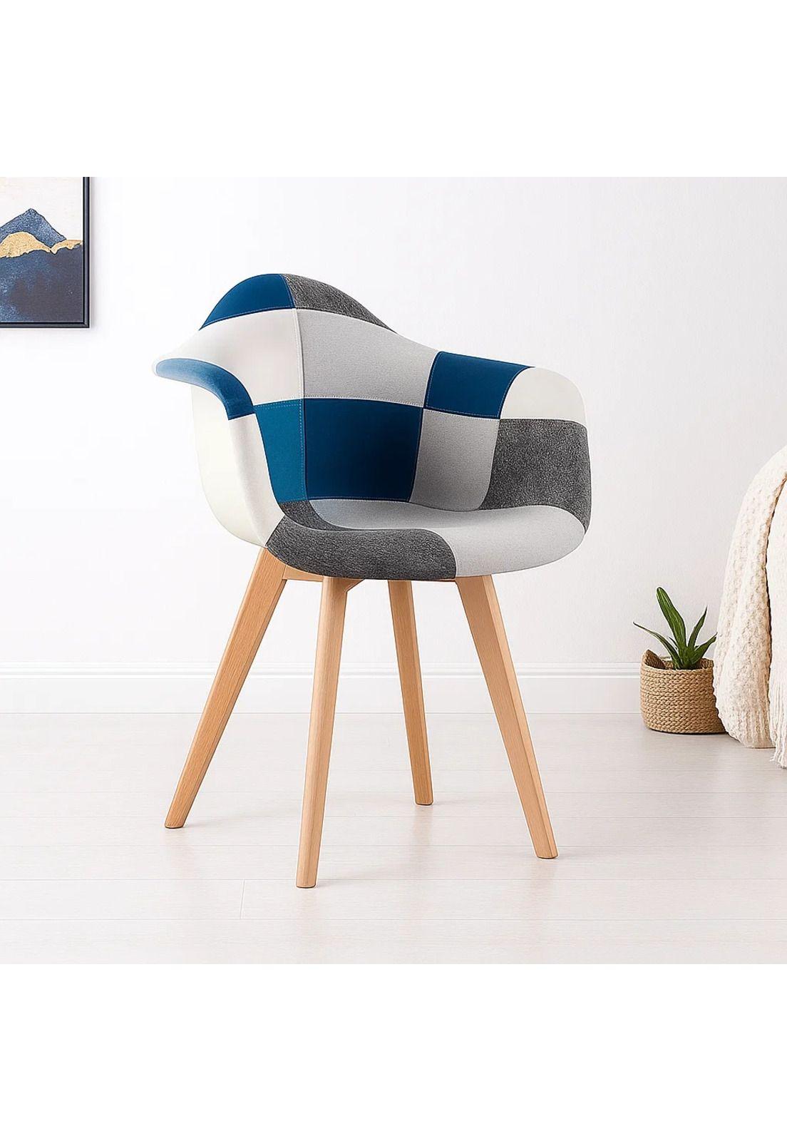 Butaca Sitial Patchwork Acolchado Wood - Celeste-1