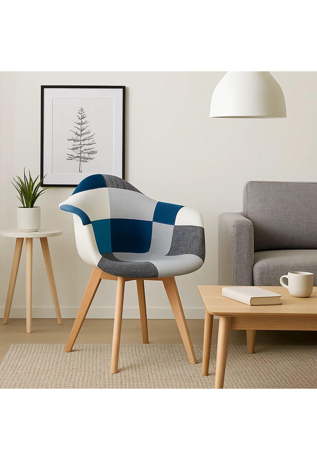 Butaca Sitial Patchwork Acolchado Wood - Celeste-2