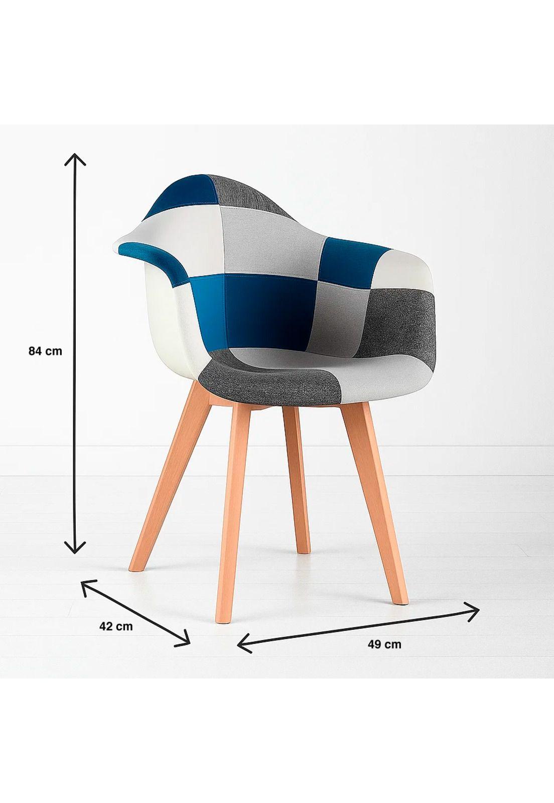 Butaca Sitial Patchwork Acolchado Wood - Celeste-3