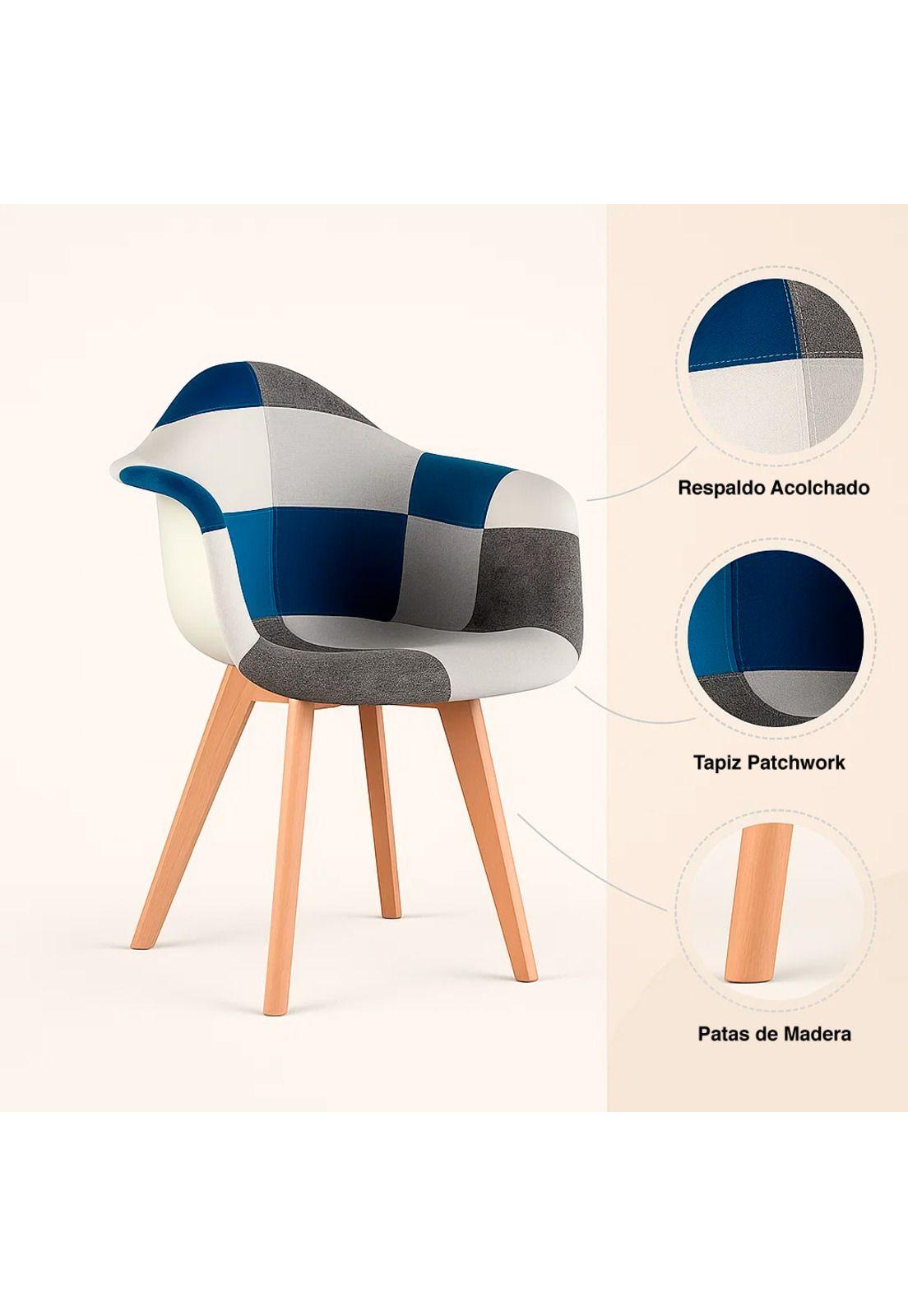 Butaca Sitial Patchwork Acolchado Wood - Celeste-4