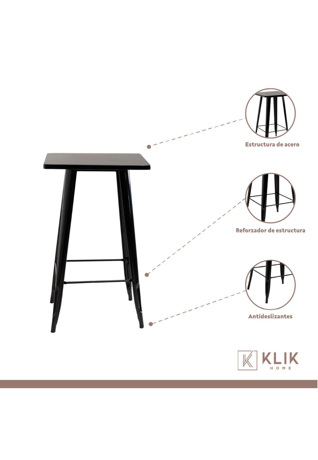 Mesa Tolix de bar o terraza o restaurant 105 cm de alto 60x60cm - Negra-2