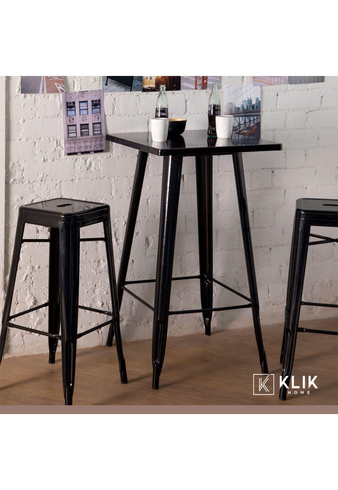 Mesa Tolix de bar o terraza o restaurant 105 cm de alto 60x60cm - Negra-7