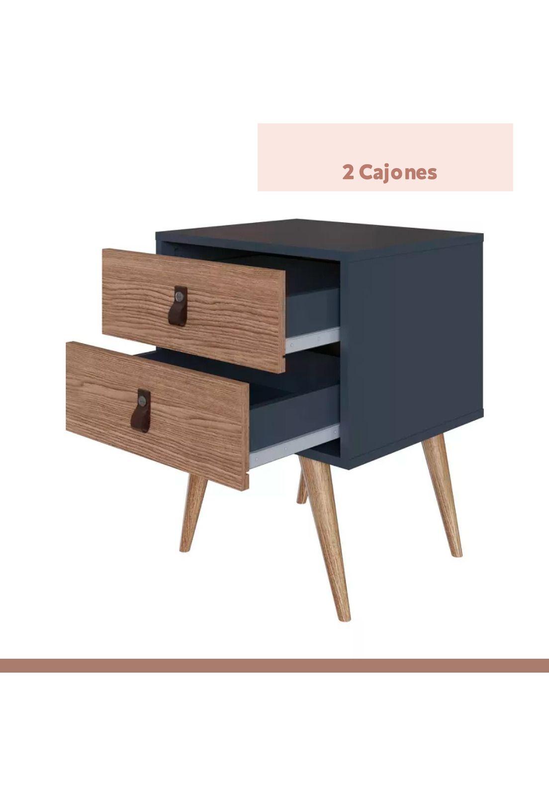Pack de 2 Veladores 2 Niveles Woodline Beige & Brown-5