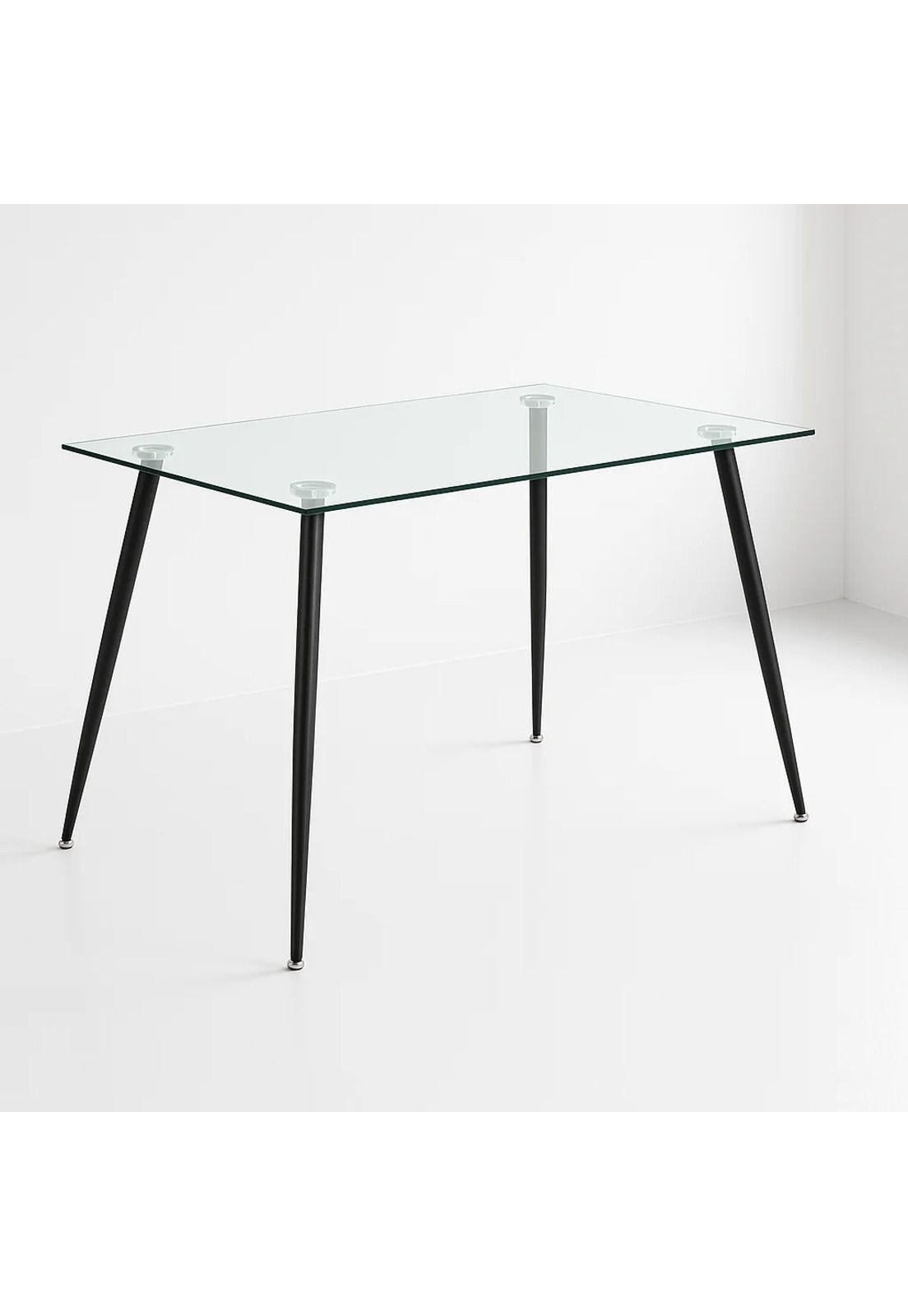 Mesa de Comedor Vidrio Rectangular 120x70 - Patas Oscuras-0