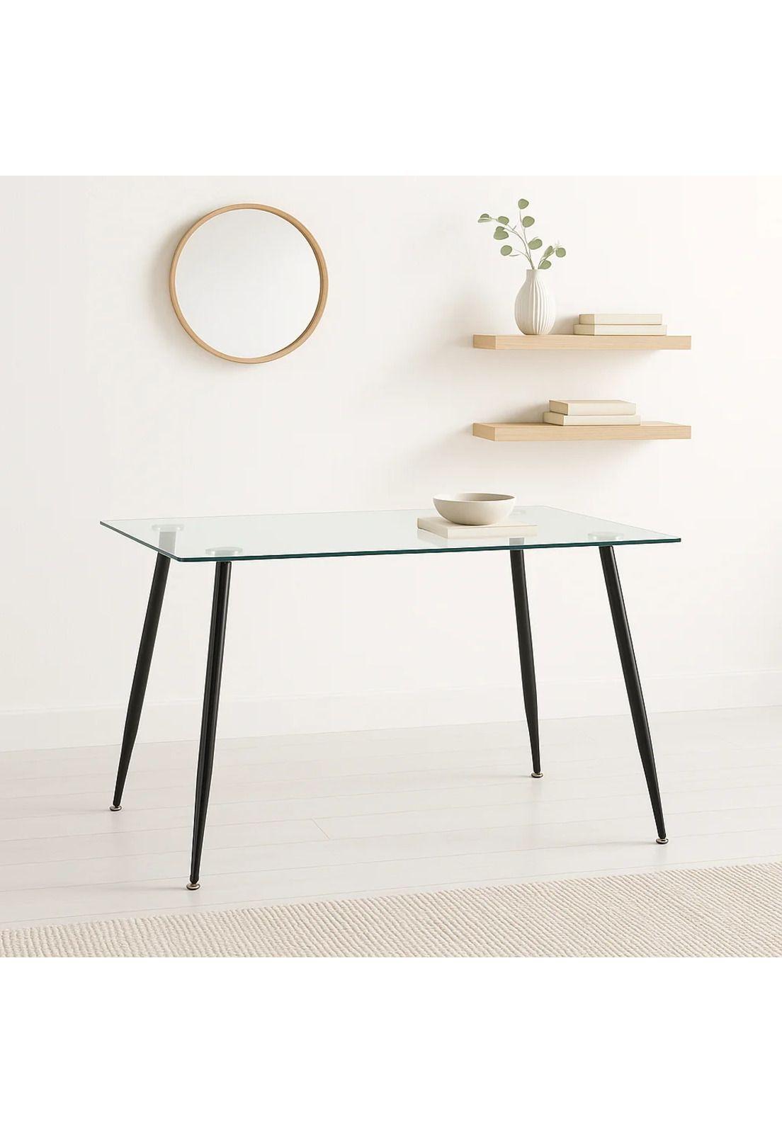Mesa de Comedor Vidrio Rectangular 120x70 - Patas Oscuras-1