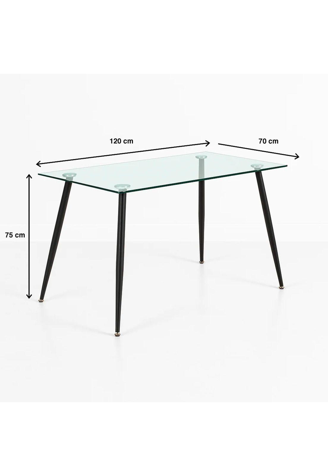 Mesa de Comedor Vidrio Rectangular 120x70 - Patas Oscuras-3