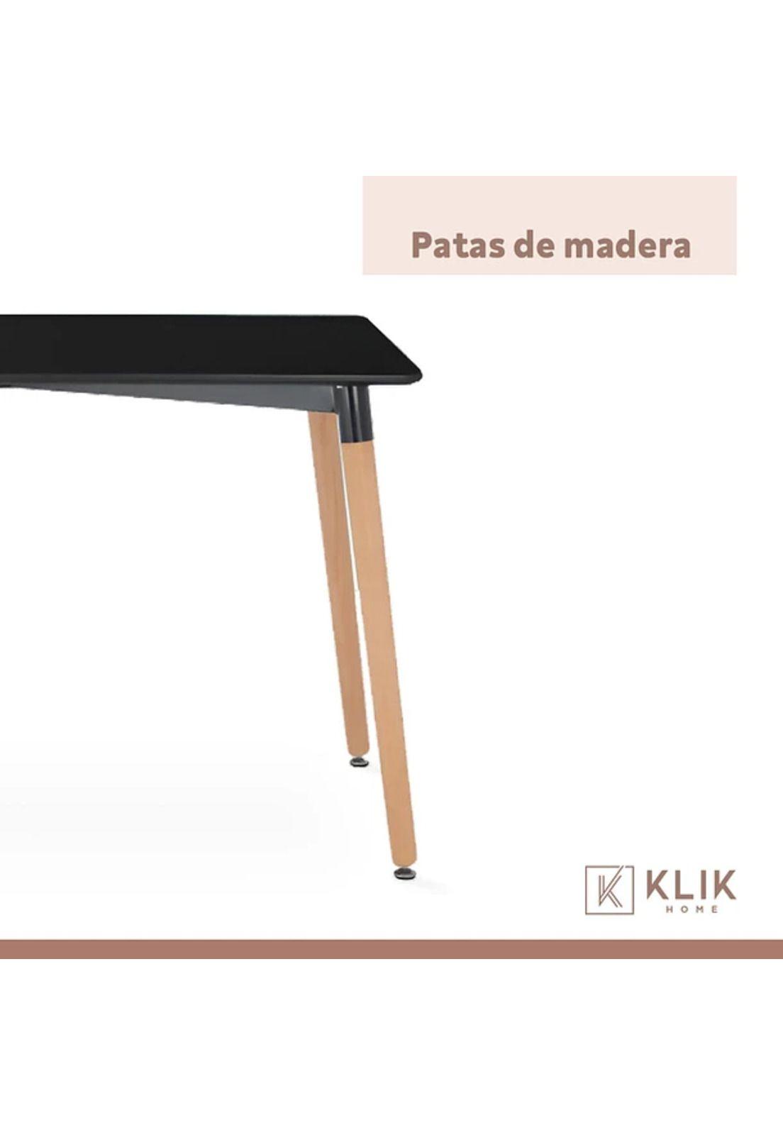 Comedor Mesa Rectangular Negra + 6 Sillas Tulip Negras-6