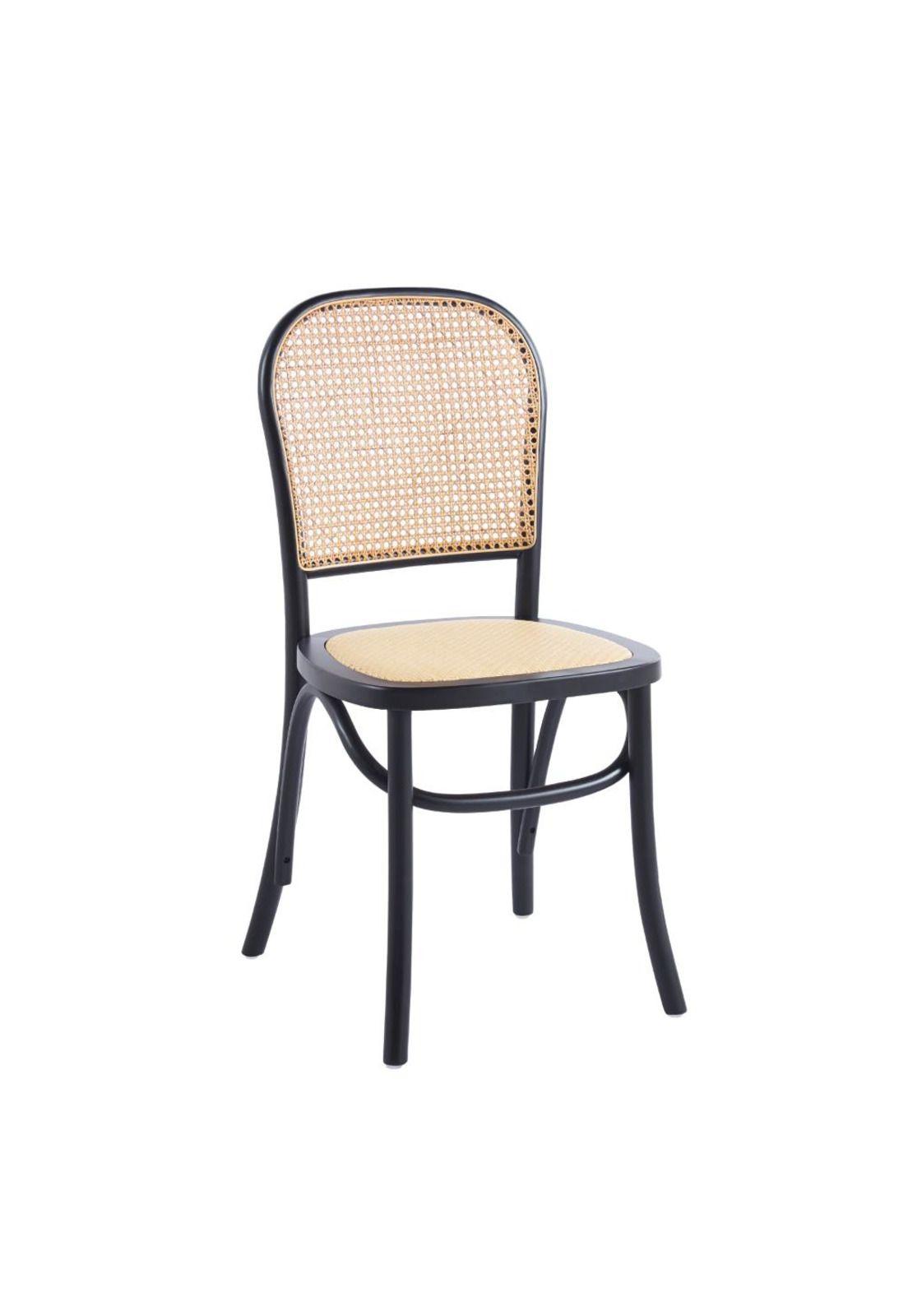 Silla de Comedor Hoffman o Lombardia Madera Rattan - Negra-0