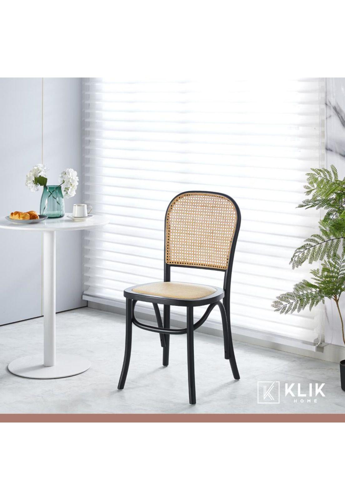 Silla de Comedor Hoffman o Lombardia Madera Rattan - Negra-1