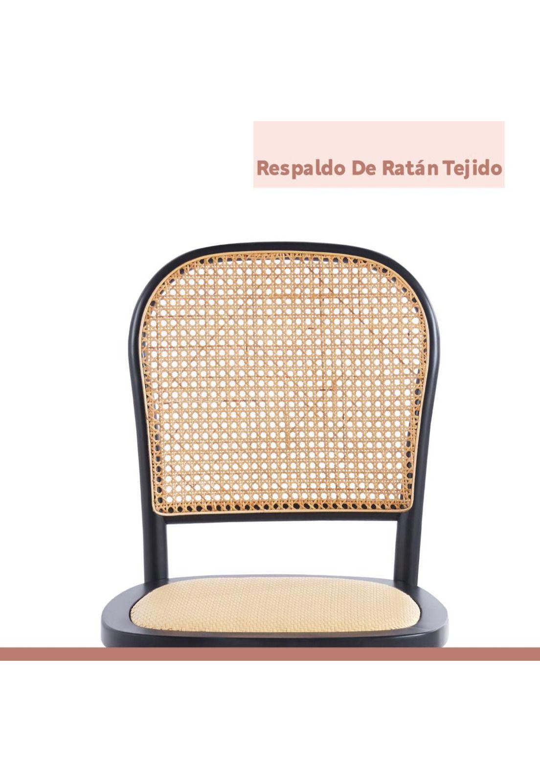 Silla de Comedor Hoffman o Lombardia Madera Rattan - Negra-6