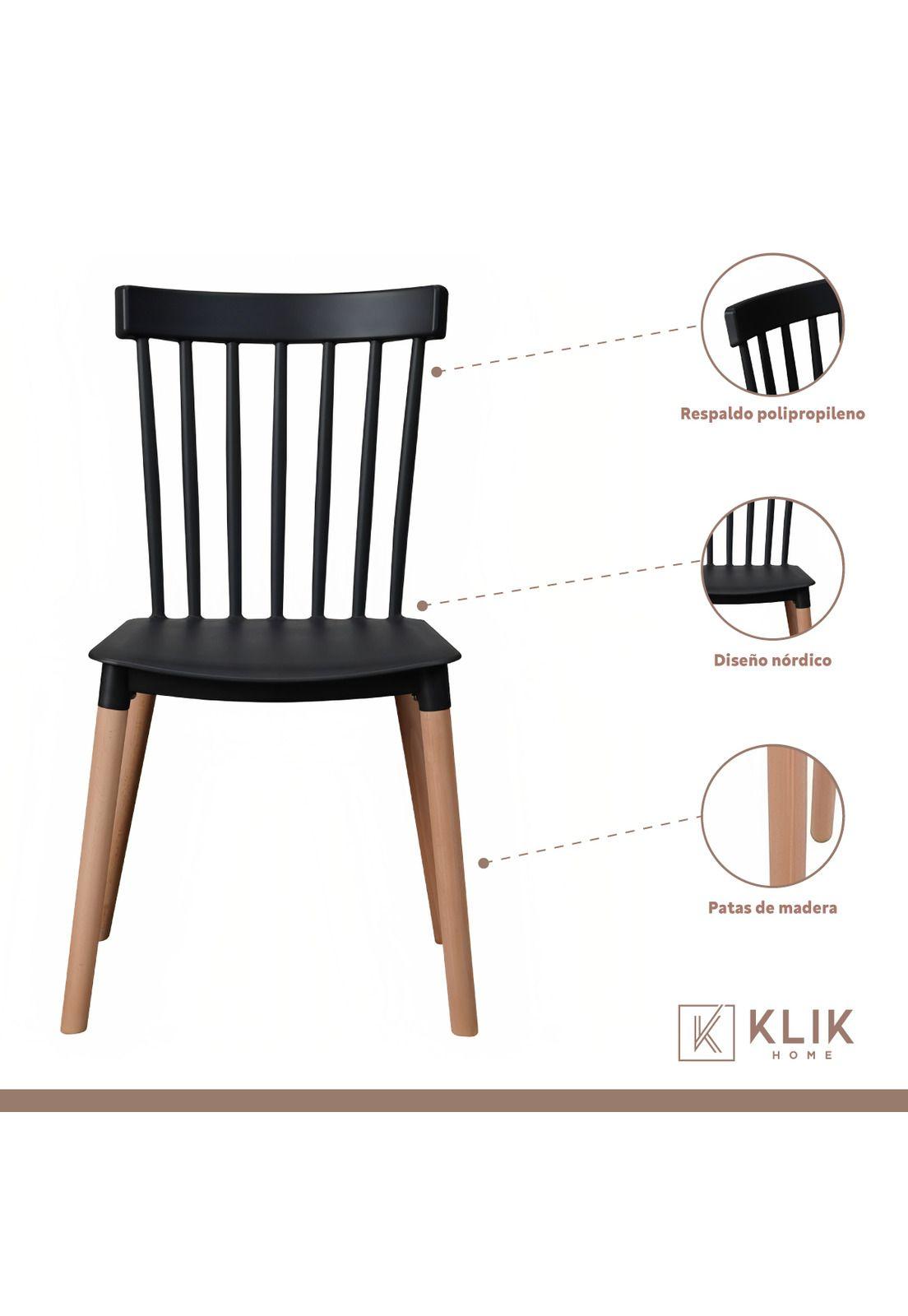 Comedor Mesa Redonda Negra 80cm + 4 Sillas Windsor Negras-2