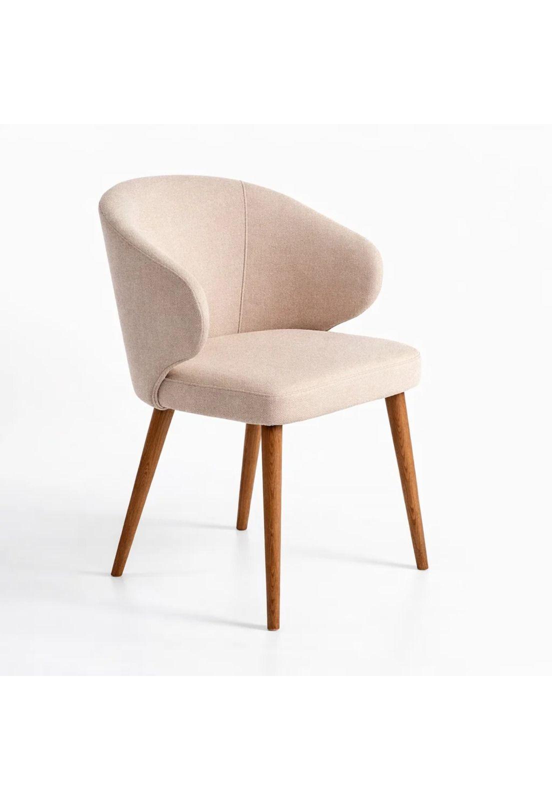 Silla Aura Tapizada en Tela Beige con Patas de Madera-0