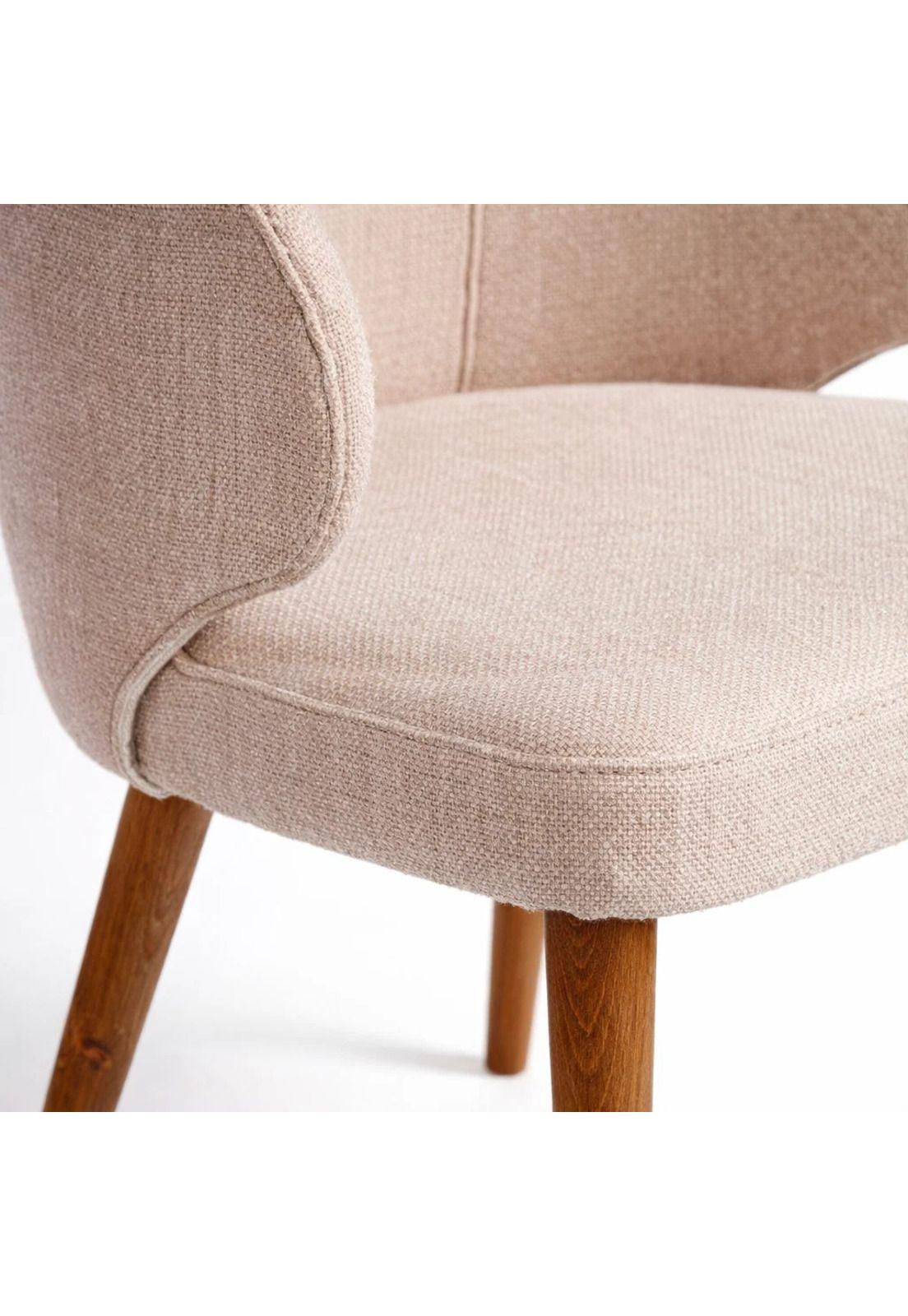 Silla Aura Tapizada en Tela Beige con Patas de Madera-5