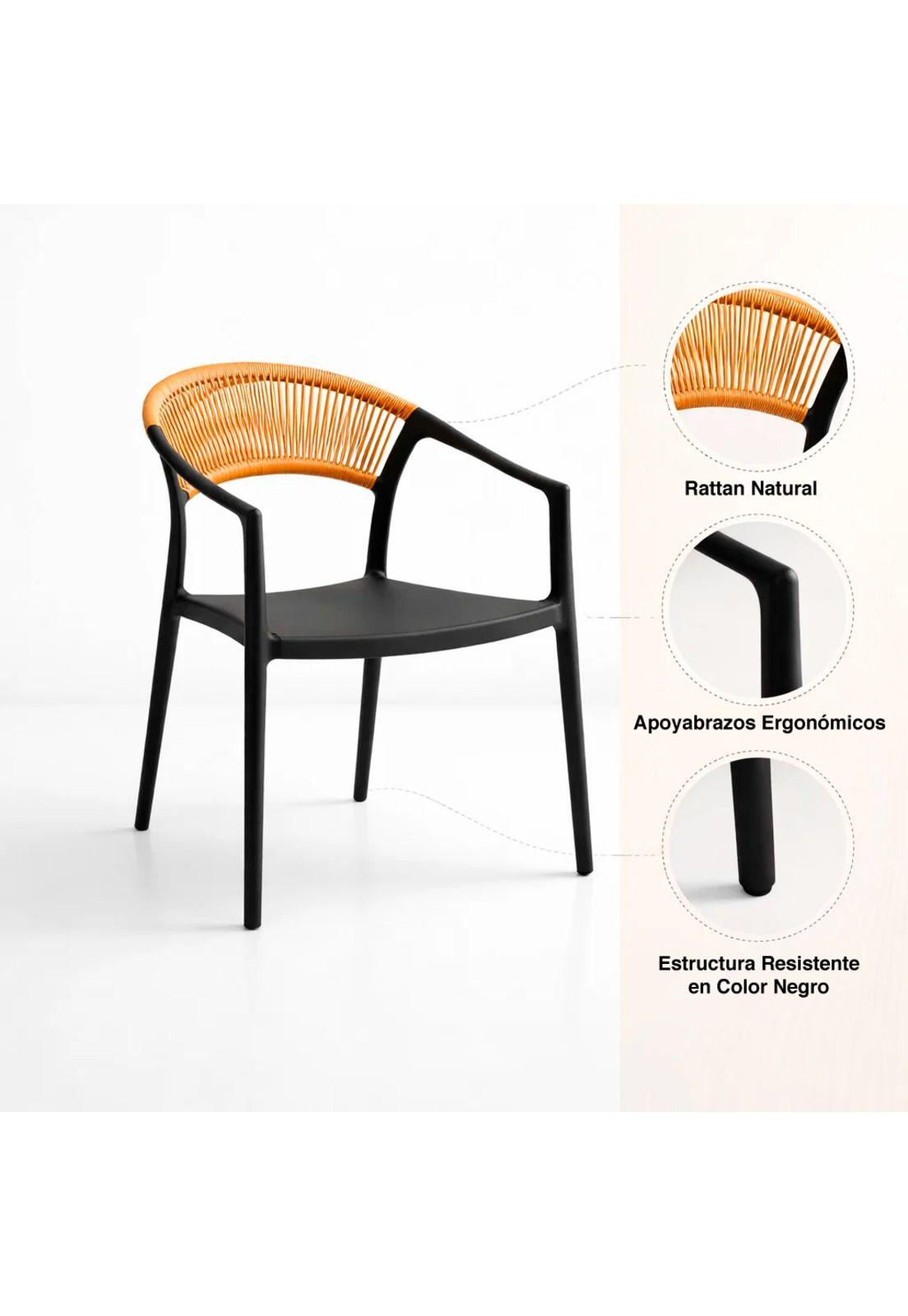 Silla Minimalista Ratán Respaldo Curvo Verona-4