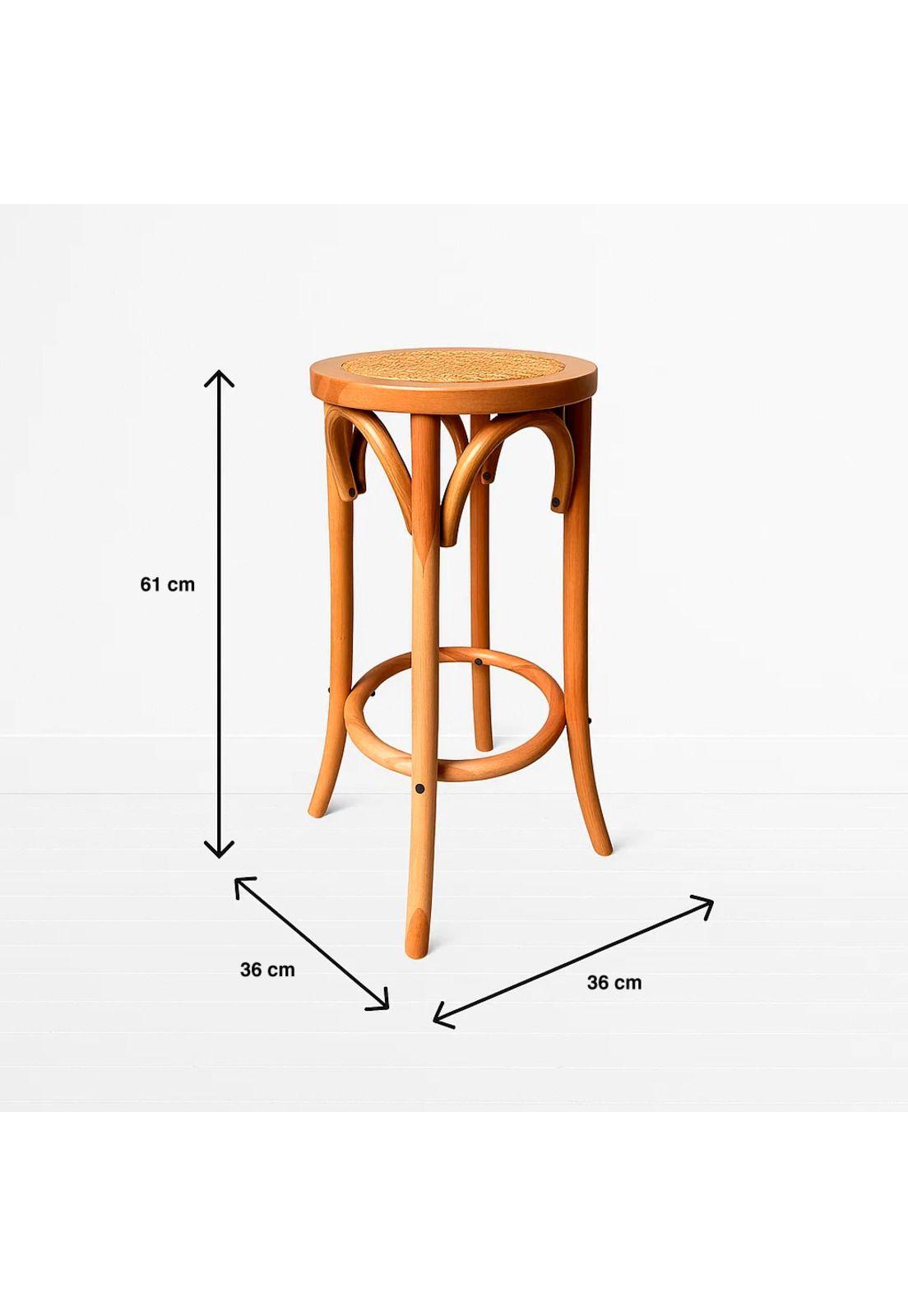Banco de Diseño Retro en Madera con Asiento Trenzado-3