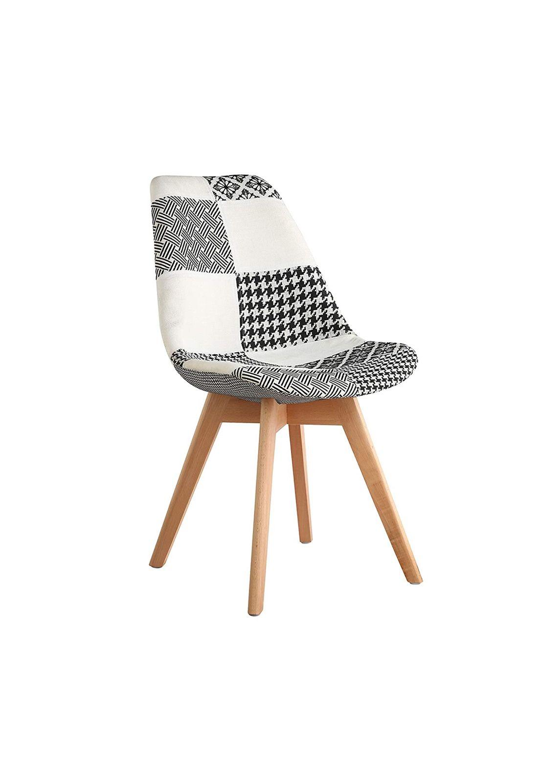 Silla Eames Patchwork Wood - Blanco y Negro-0