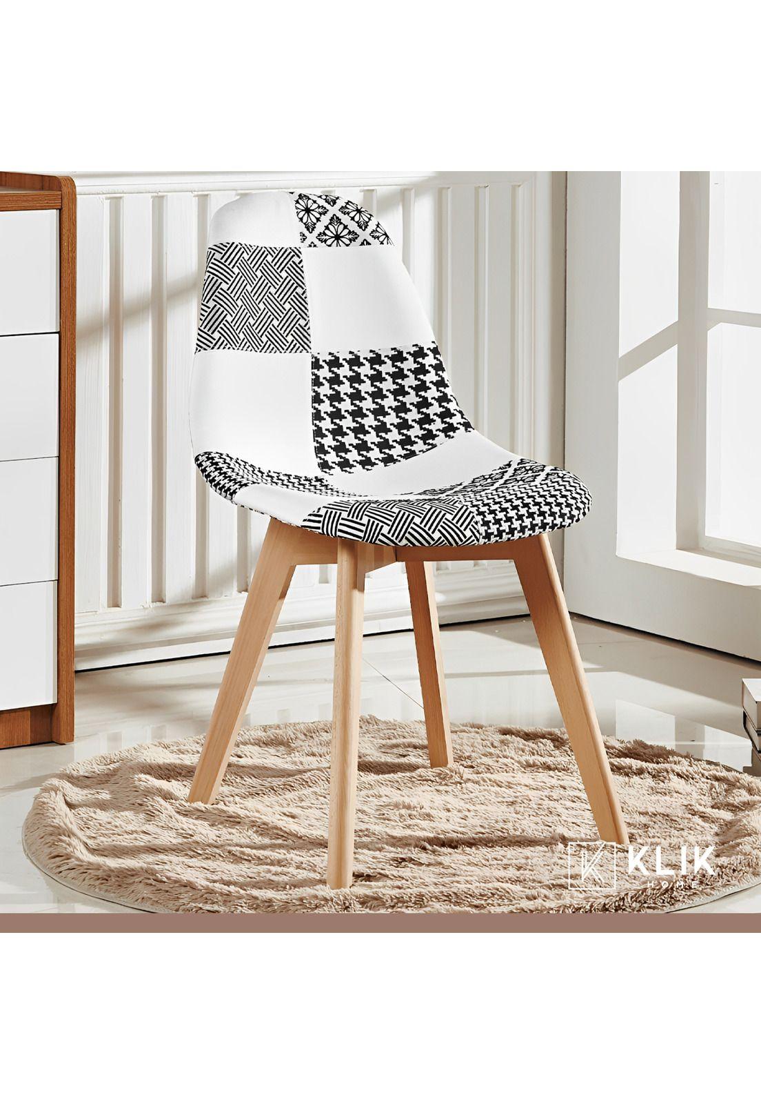 Silla Eames Patchwork Wood - Blanco y Negro-1