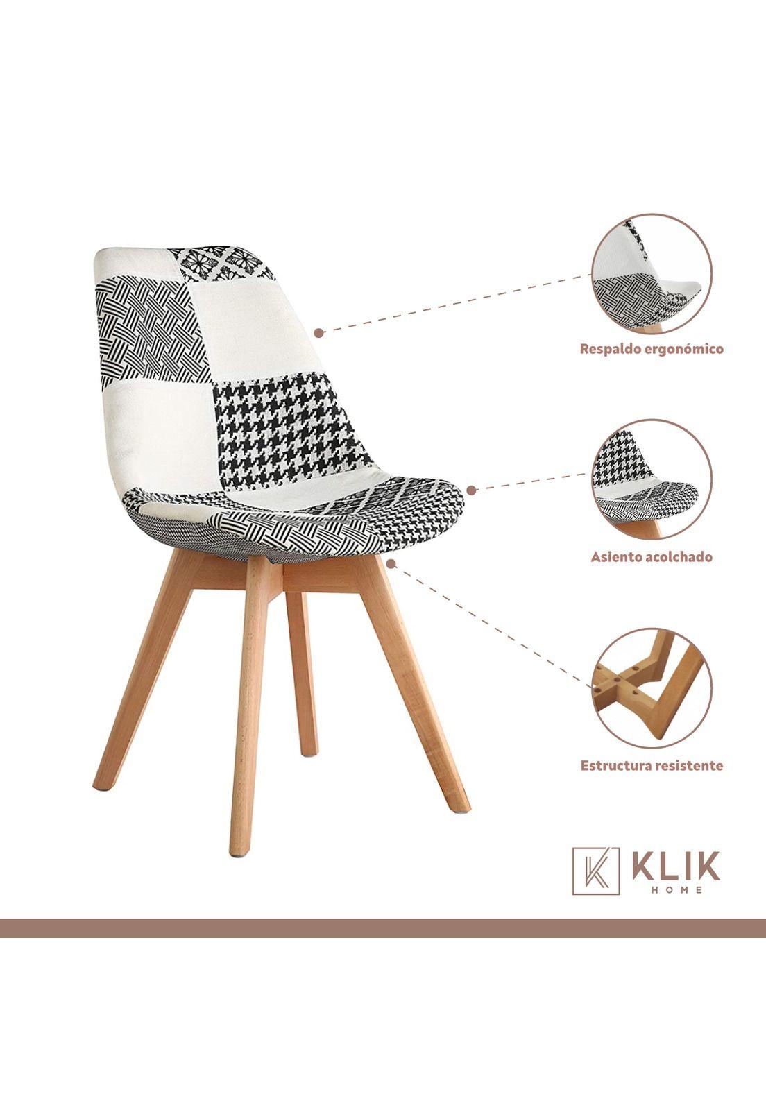 Silla Eames Patchwork Wood - Blanco y Negro-2