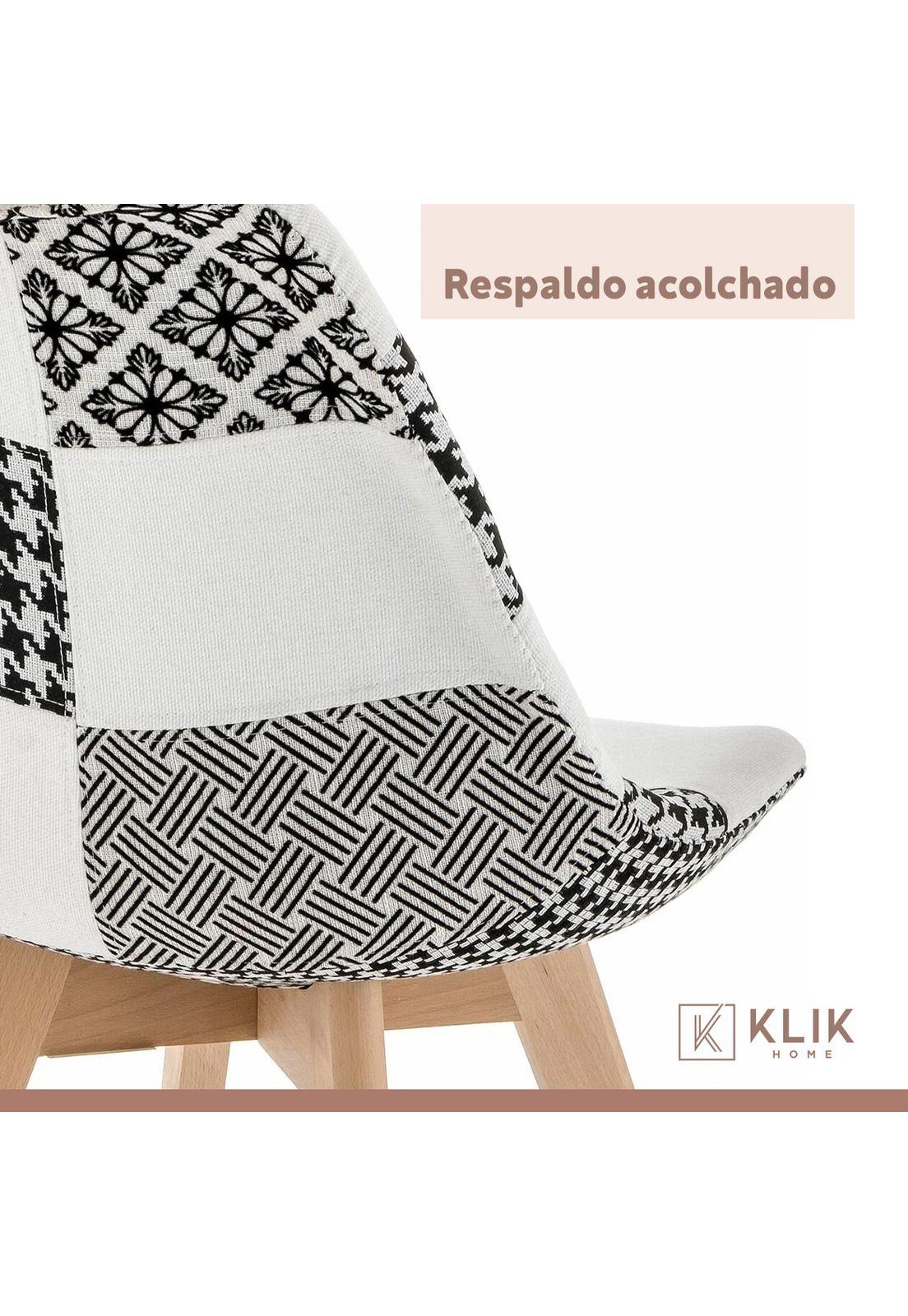Silla Eames Patchwork Wood - Blanco y Negro-4