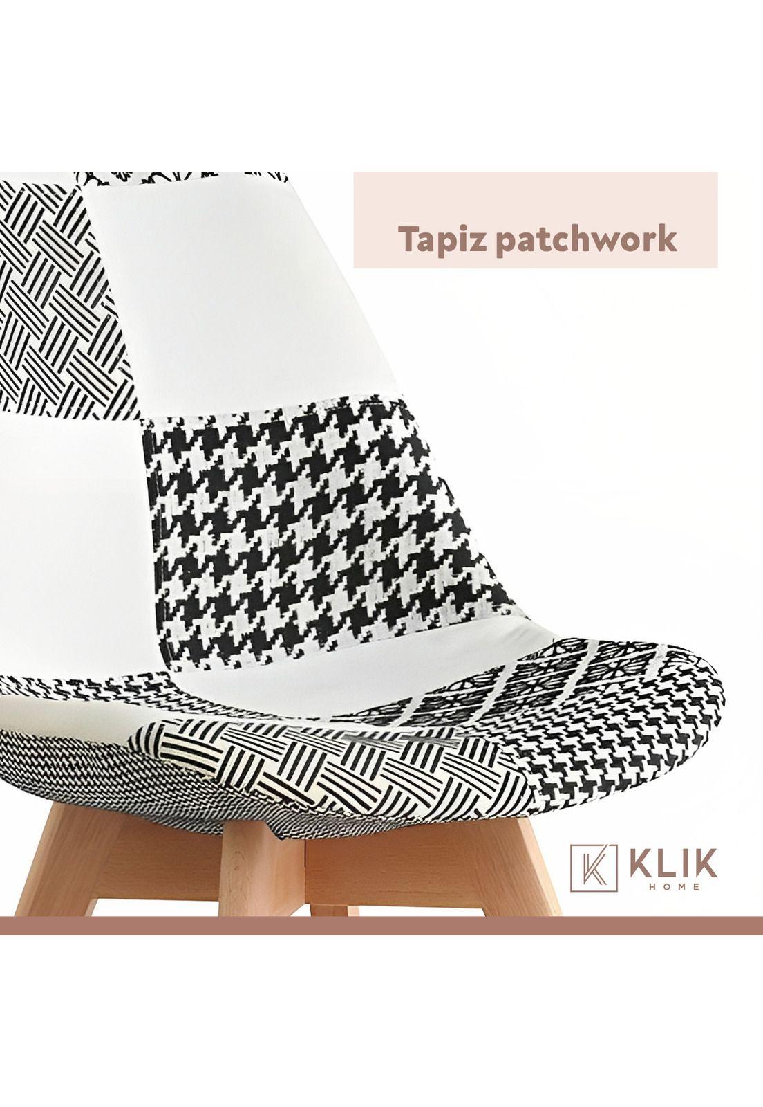 Silla Eames Patchwork Wood - Blanco y Negro-5