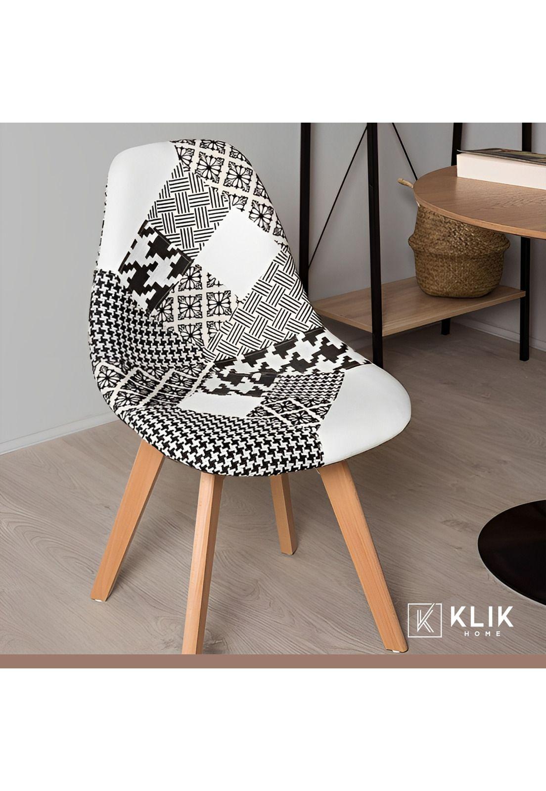 Silla Eames Patchwork Wood - Blanco y Negro-7