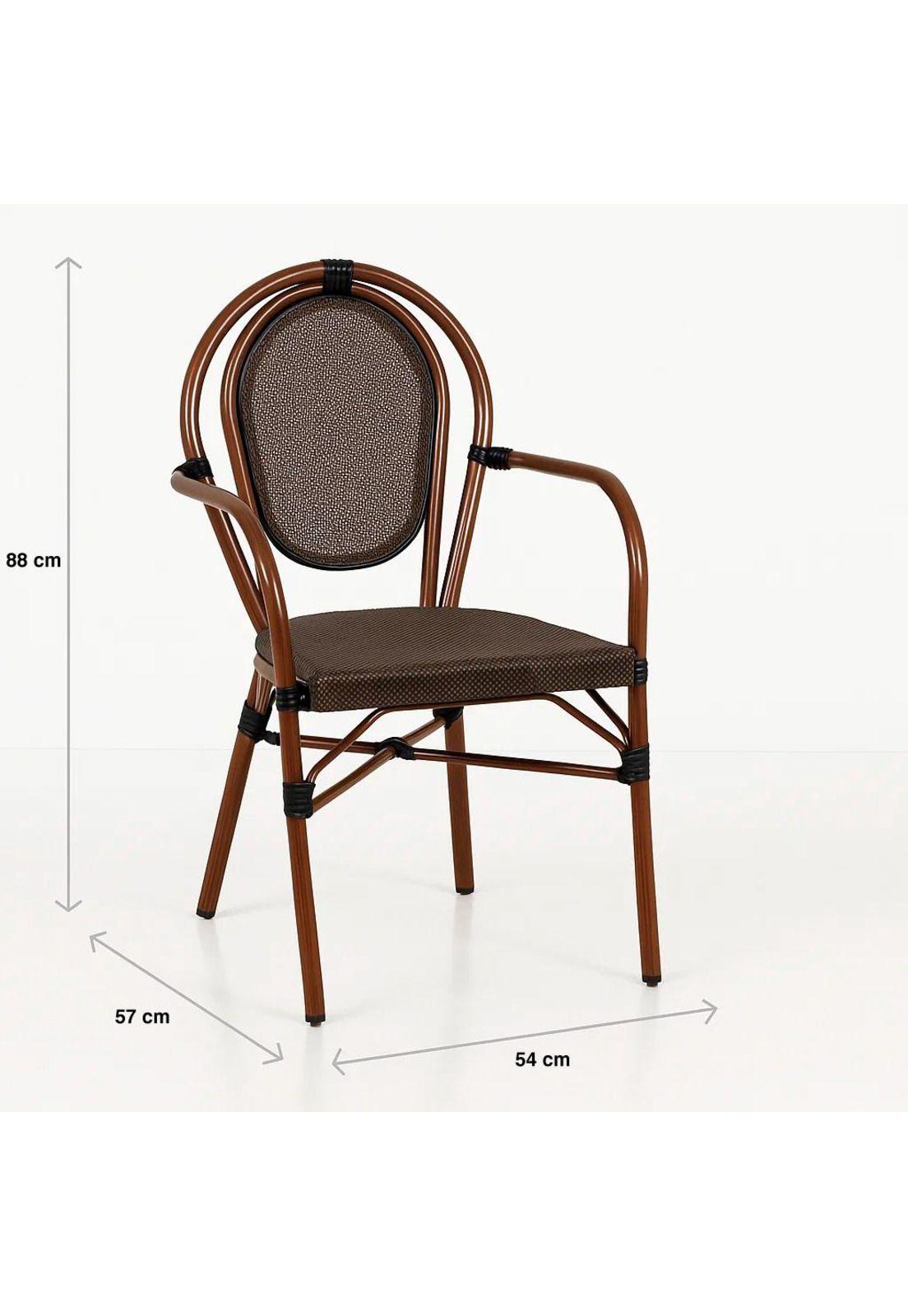 Pack de 4 Sillas Provence Parisina Rattan con reposabrazos - Café Oscuro-3