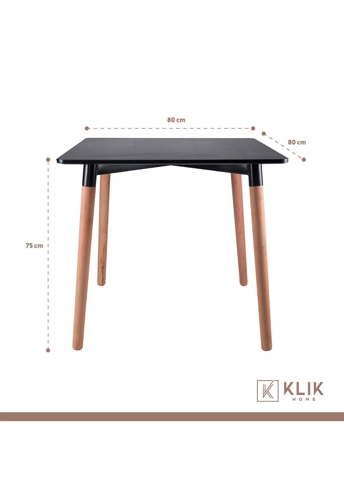 Comedor cuadrado negro 80cm - 4 Sillas tulip negras-4