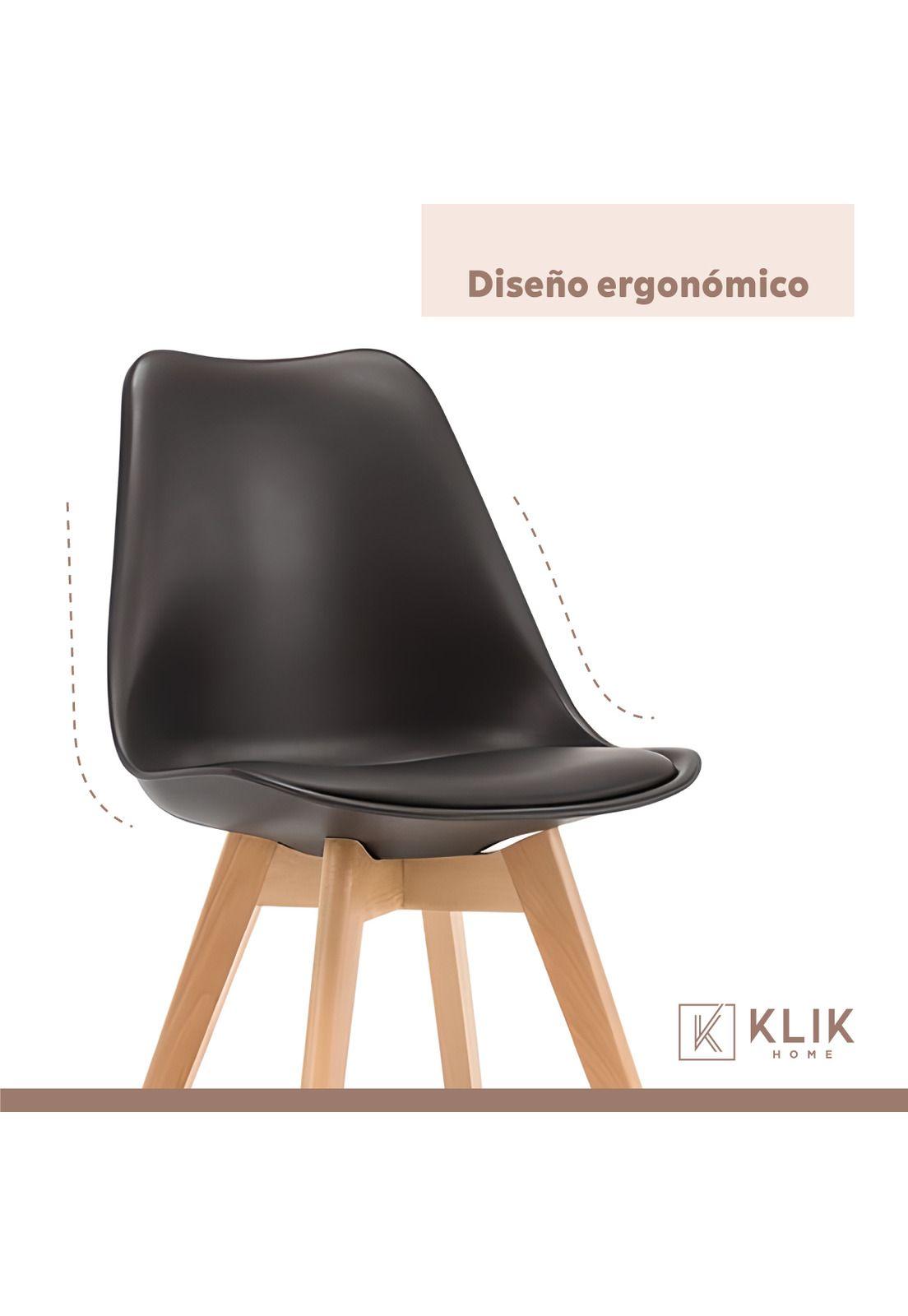 Comedor cuadrado negro 80cm - 4 Sillas tulip negras-6