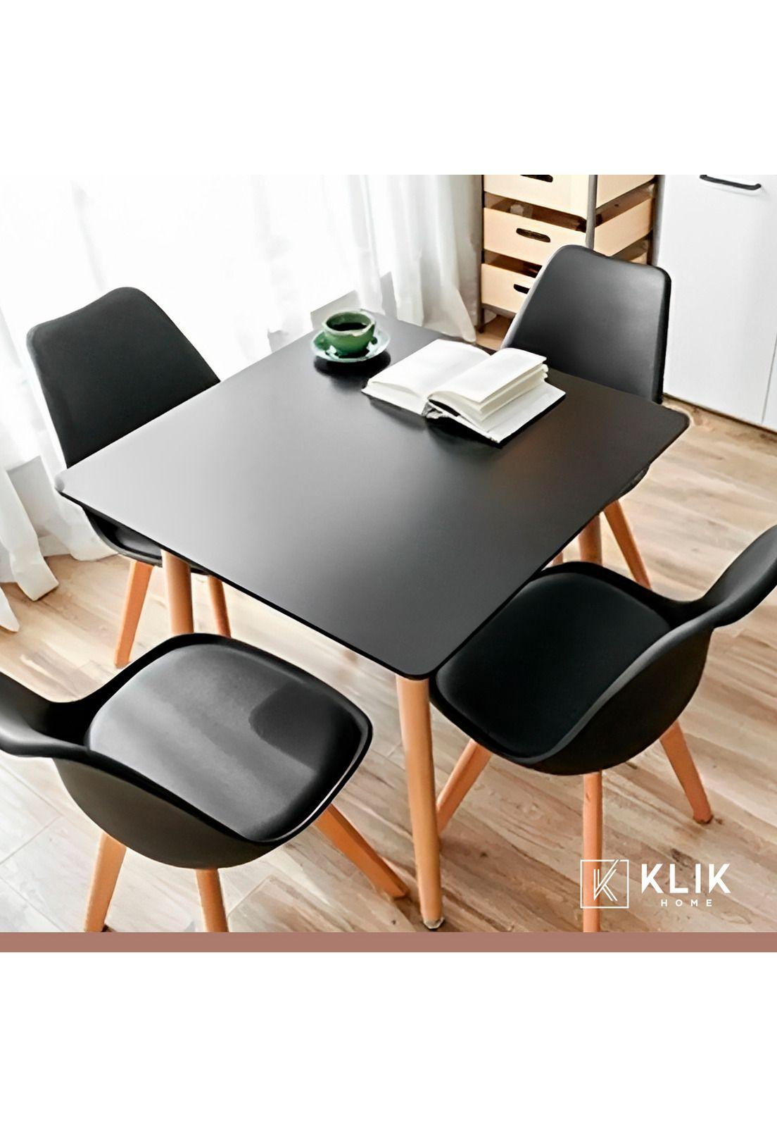 Comedor cuadrado negro 80cm - 4 Sillas tulip negras-7