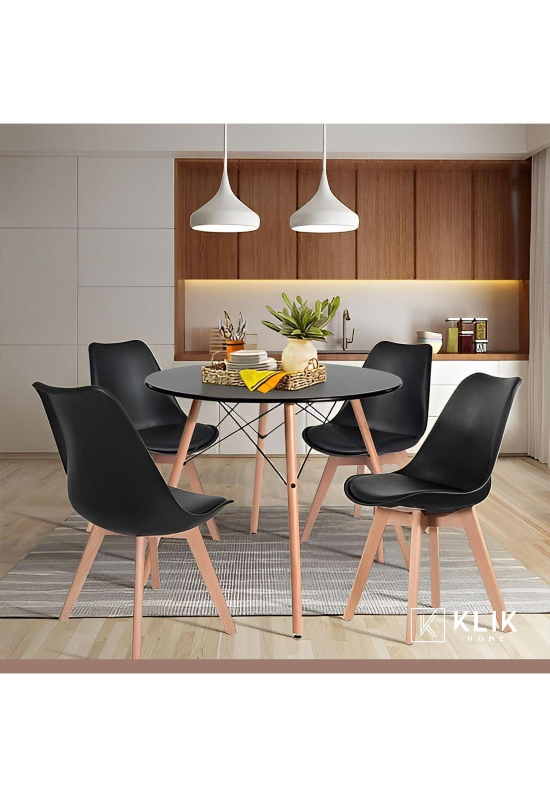 Comedor Eames negro redondo 80cm - 4 Sillas tulip negras-7