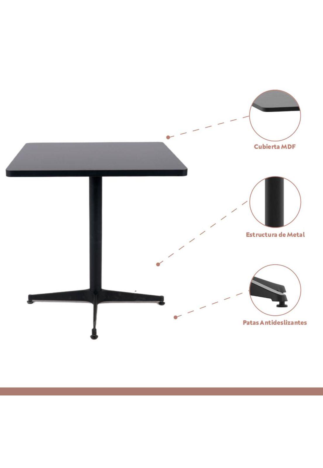 Mesa de restaurant 70x70 de metal cruz y MDF - Negra-2