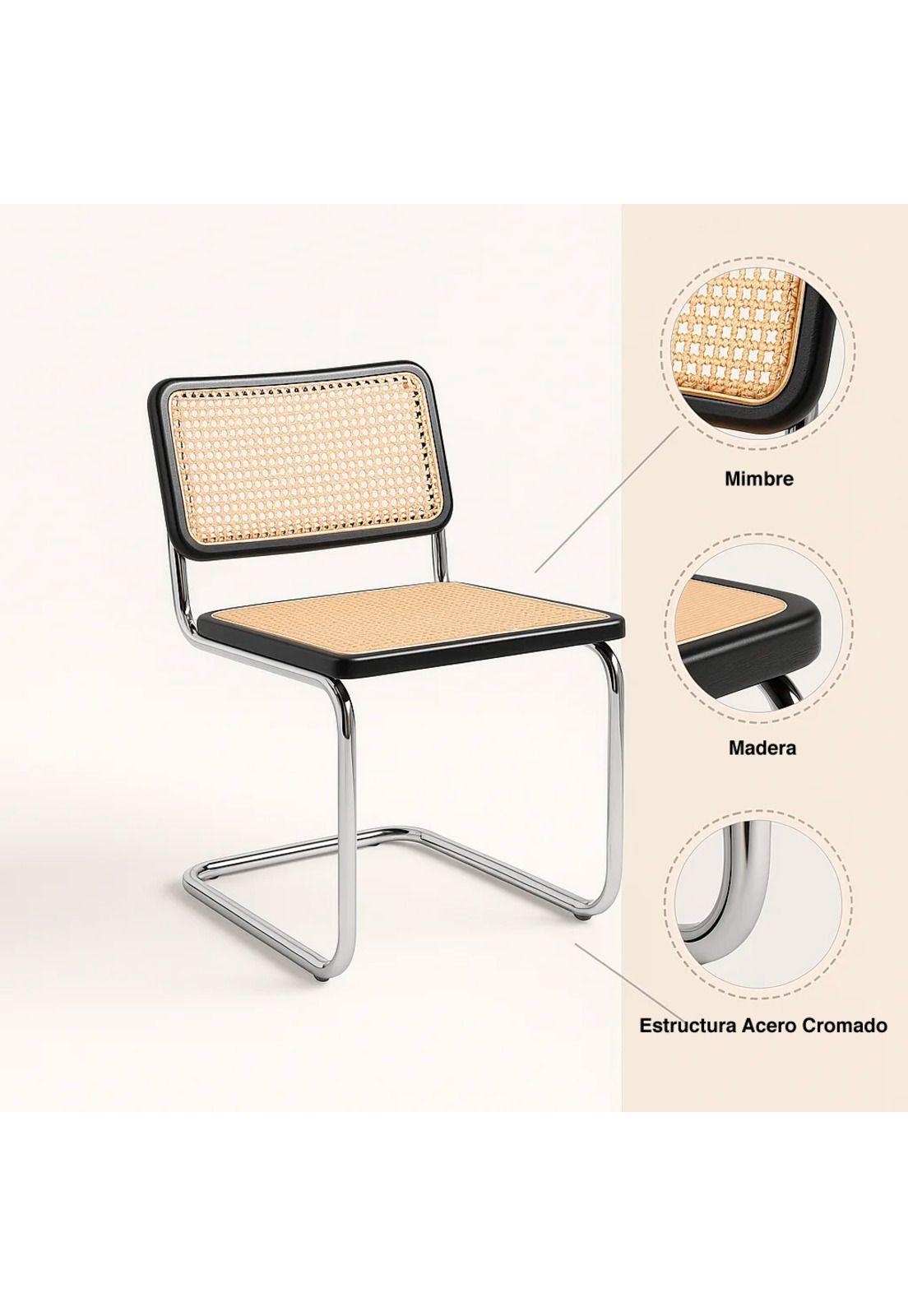 Pack de 2 Sillas Breuer Madera y Rattan - Negras-4