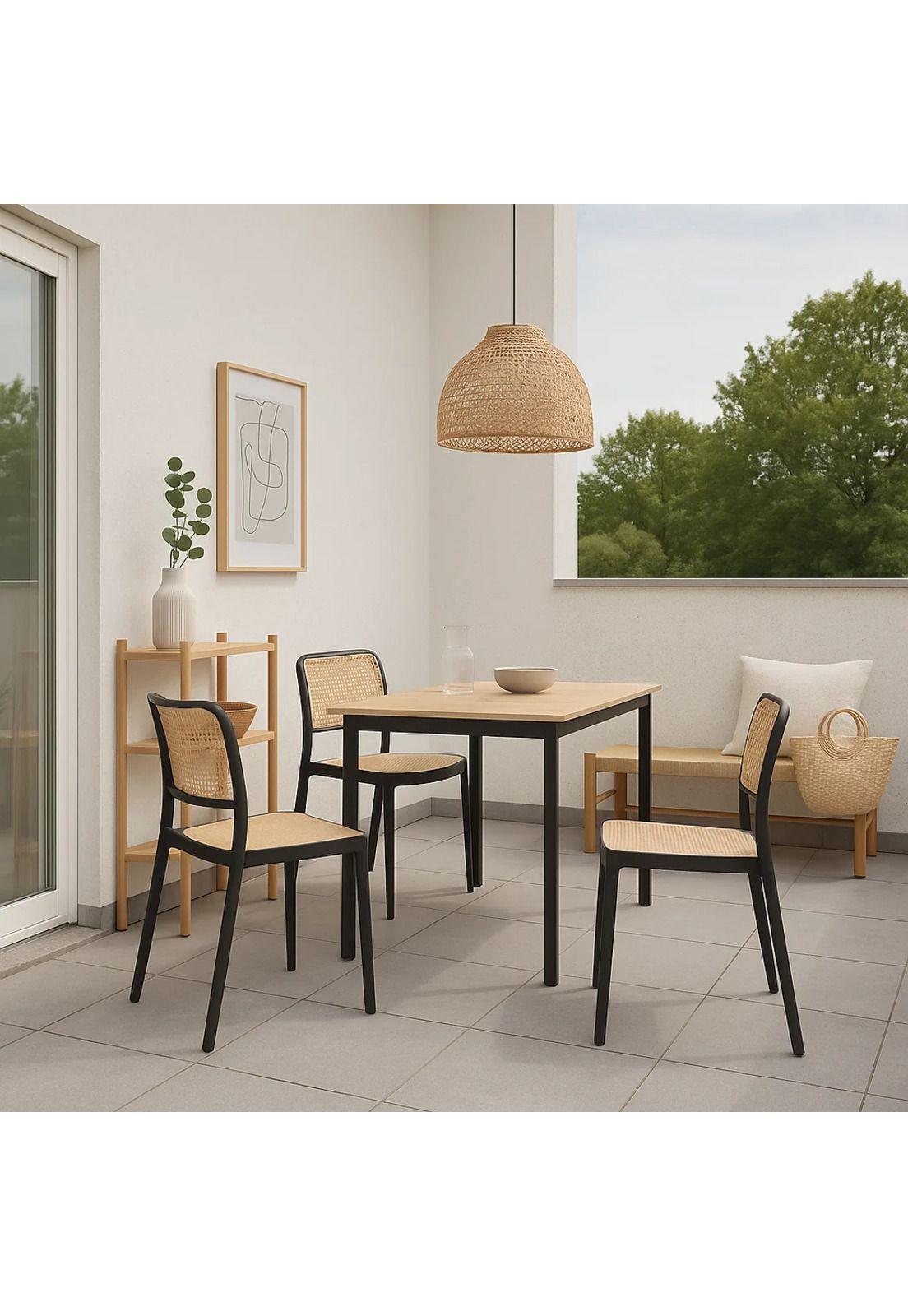 Silla de Restaurant o Terraza Comedor Hoffman Enrejada - Negra-2