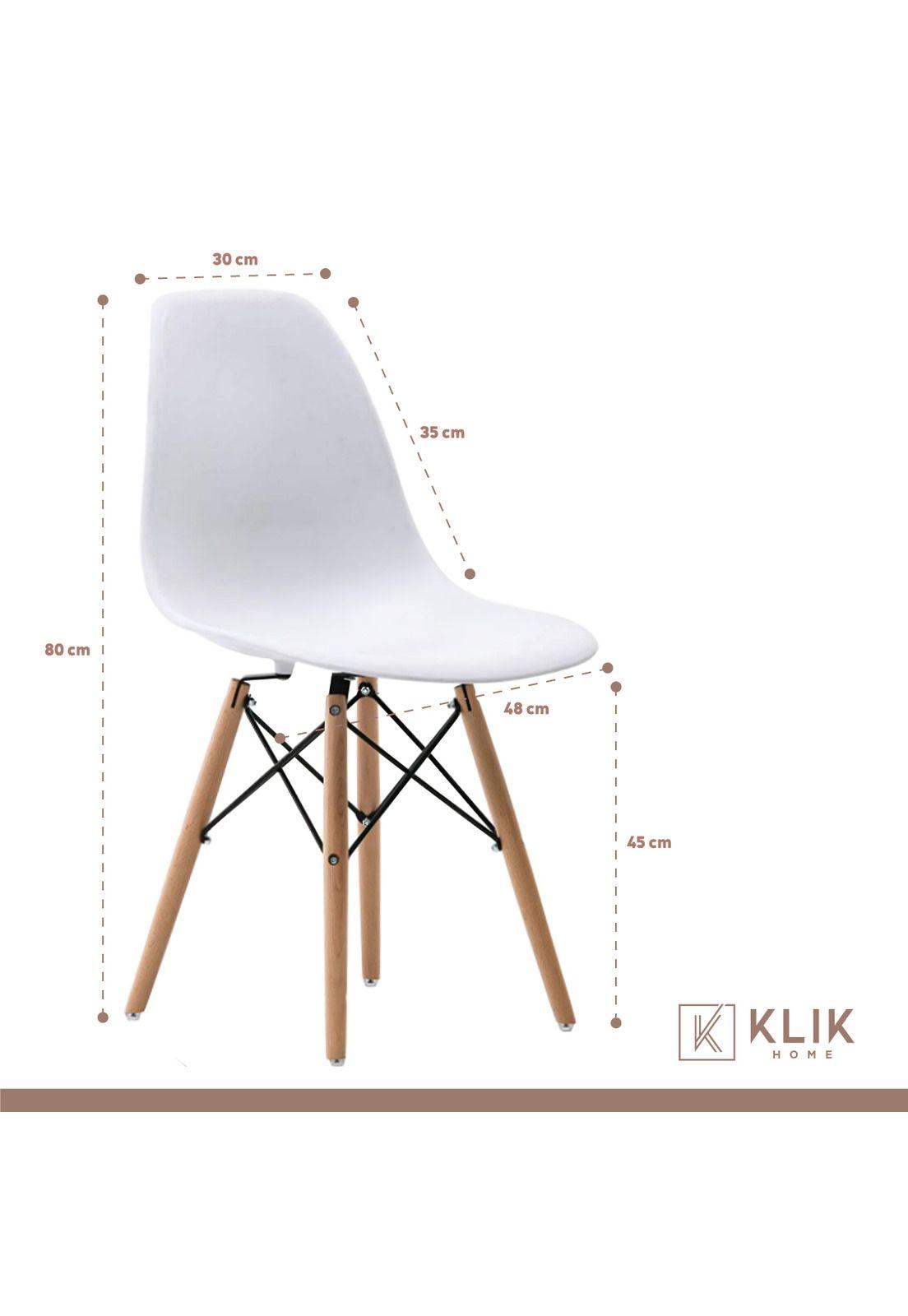 Comedor Mesa de Vidrio Rectangular 120x80 + 6 Sillas Eames Blancas-5