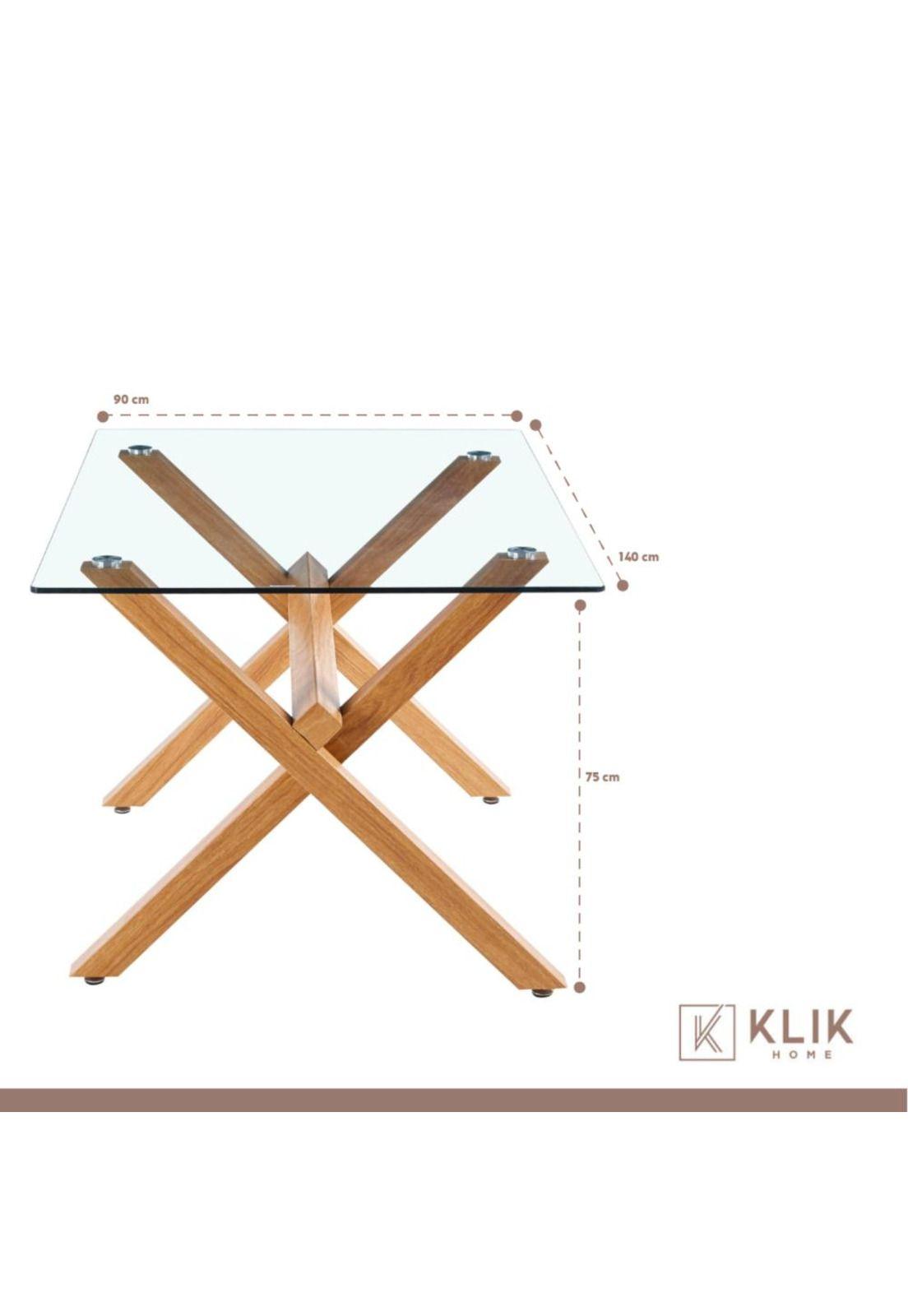 Comedor mesa de vidrio cross 140x90 + 6 sillas Crossback Madera Negras-4