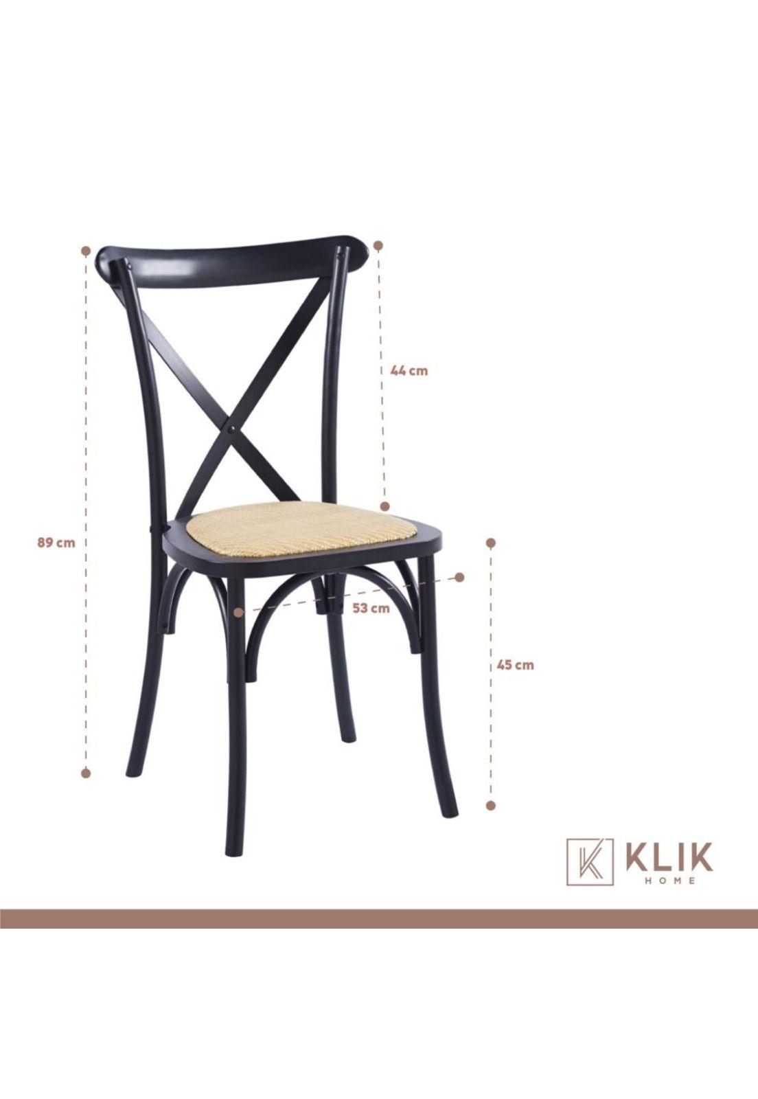 Comedor mesa de vidrio cross 140x90 + 6 sillas Crossback Madera Negras-5