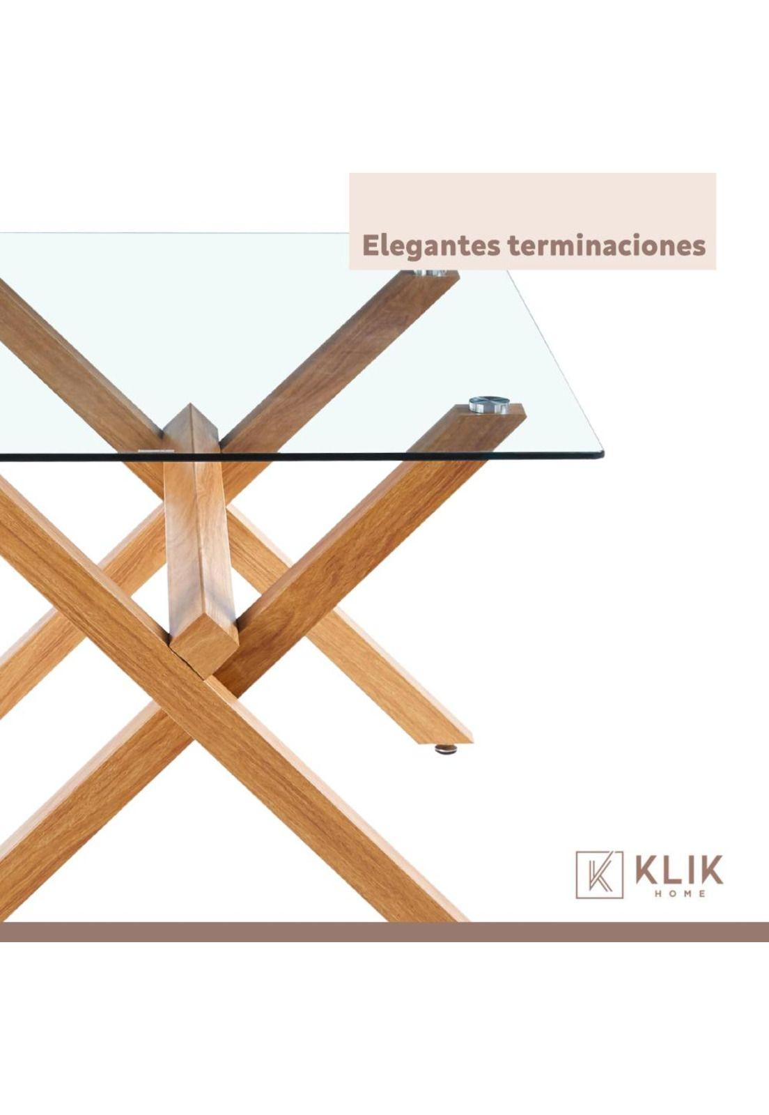 Comedor mesa de vidrio cross 140x90 + 6 sillas Crossback Madera Negras-6