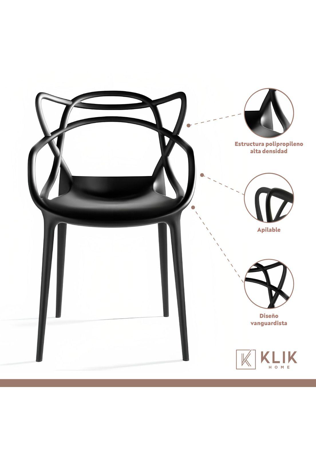 Comedor Terraza - 2 Sillas Master Negras y Mesa Eames de Vidrio 80cm-3