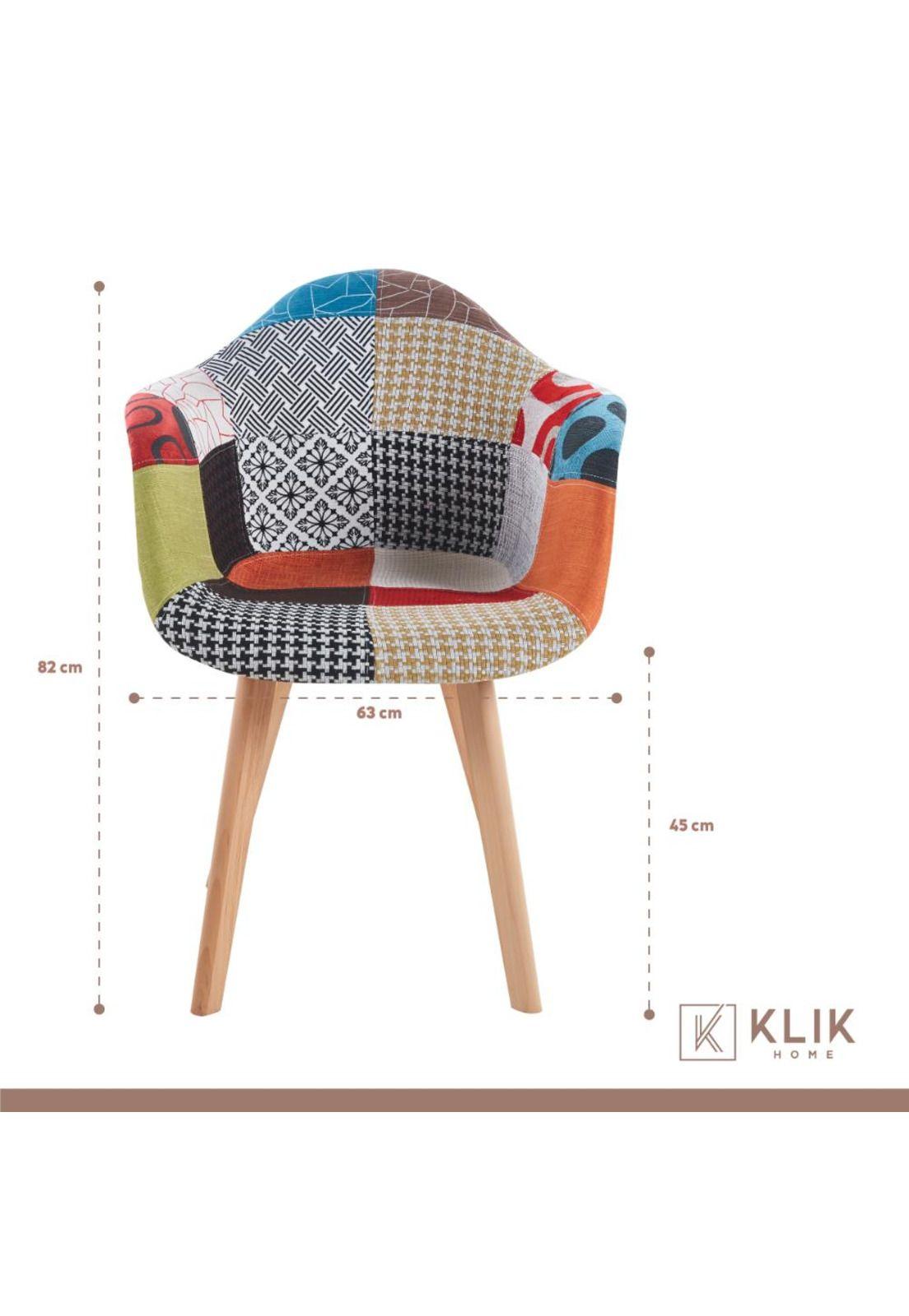 Pack de 4 Butacas Sitial Patchwork Acolchado Wood - Naranjo-3