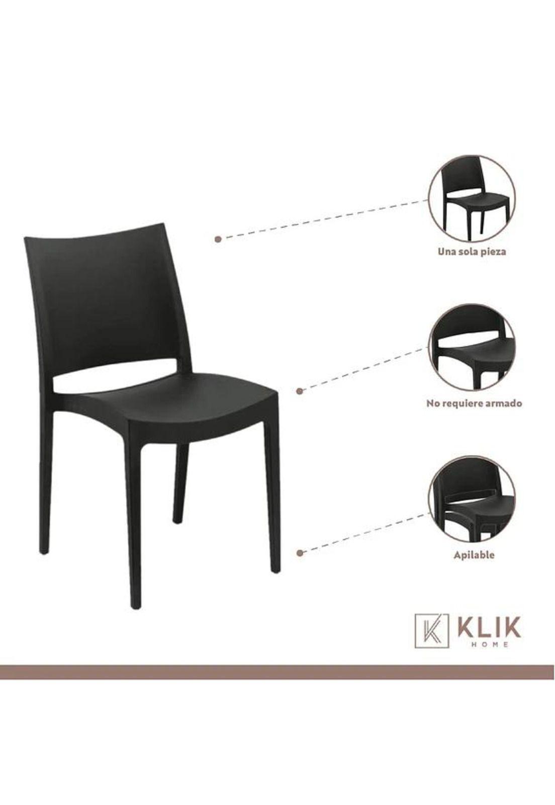 Comedor Mesa Eames de vidrio 100cm + 4 Sillas de terraza exterior - Negras-2