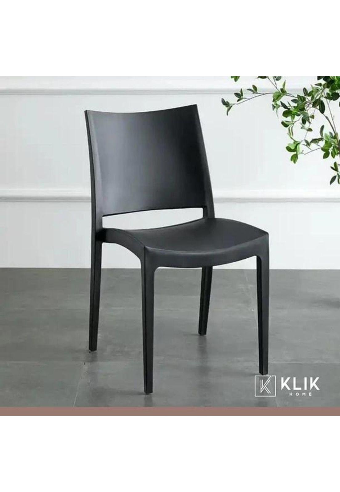 Comedor Mesa Eames de vidrio 100cm + 4 Sillas de terraza exterior - Negras-7