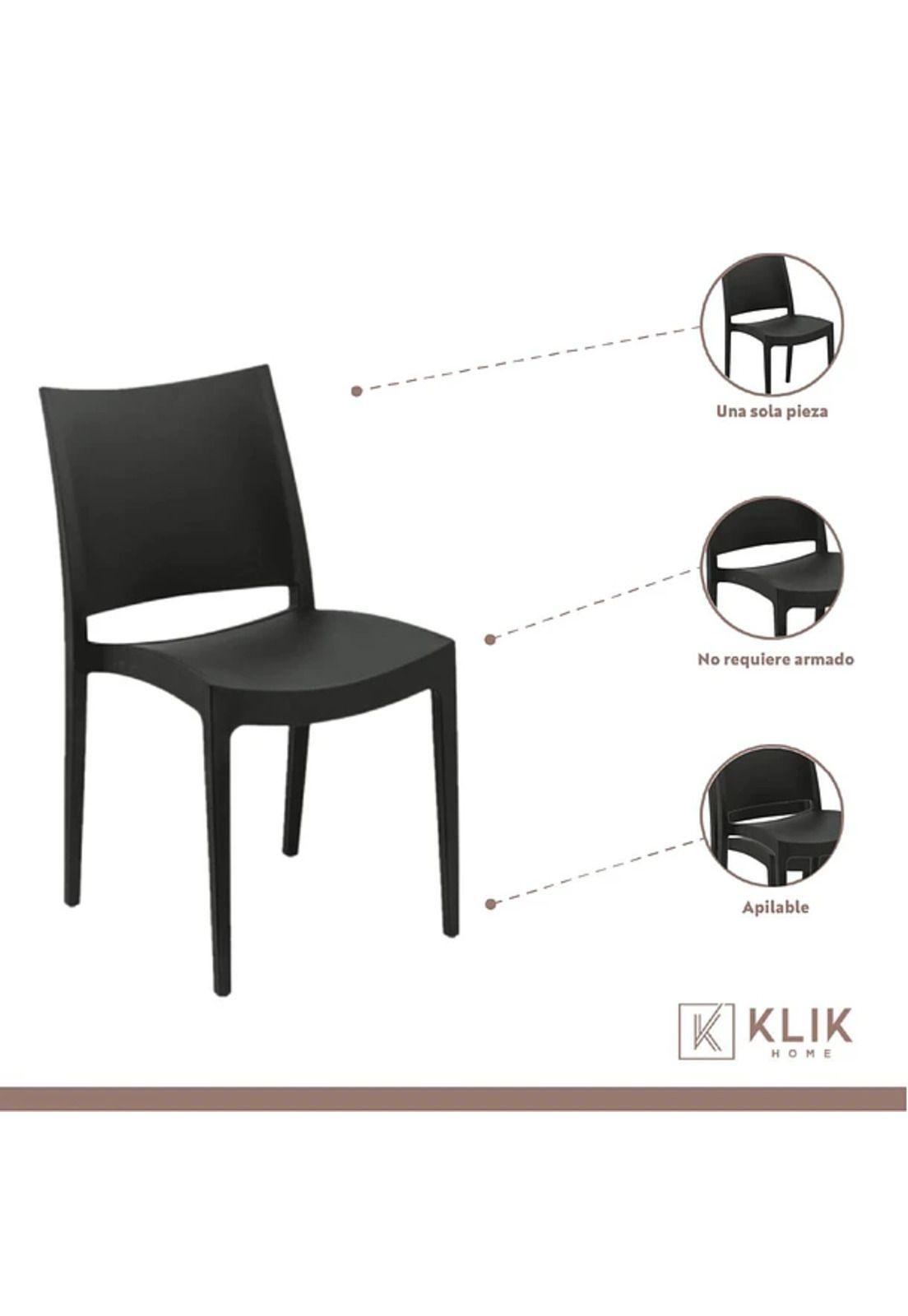 Comedor Mesa Eames de vidrio 100cm + 4 Sillas de terraza exterior - Negras-2